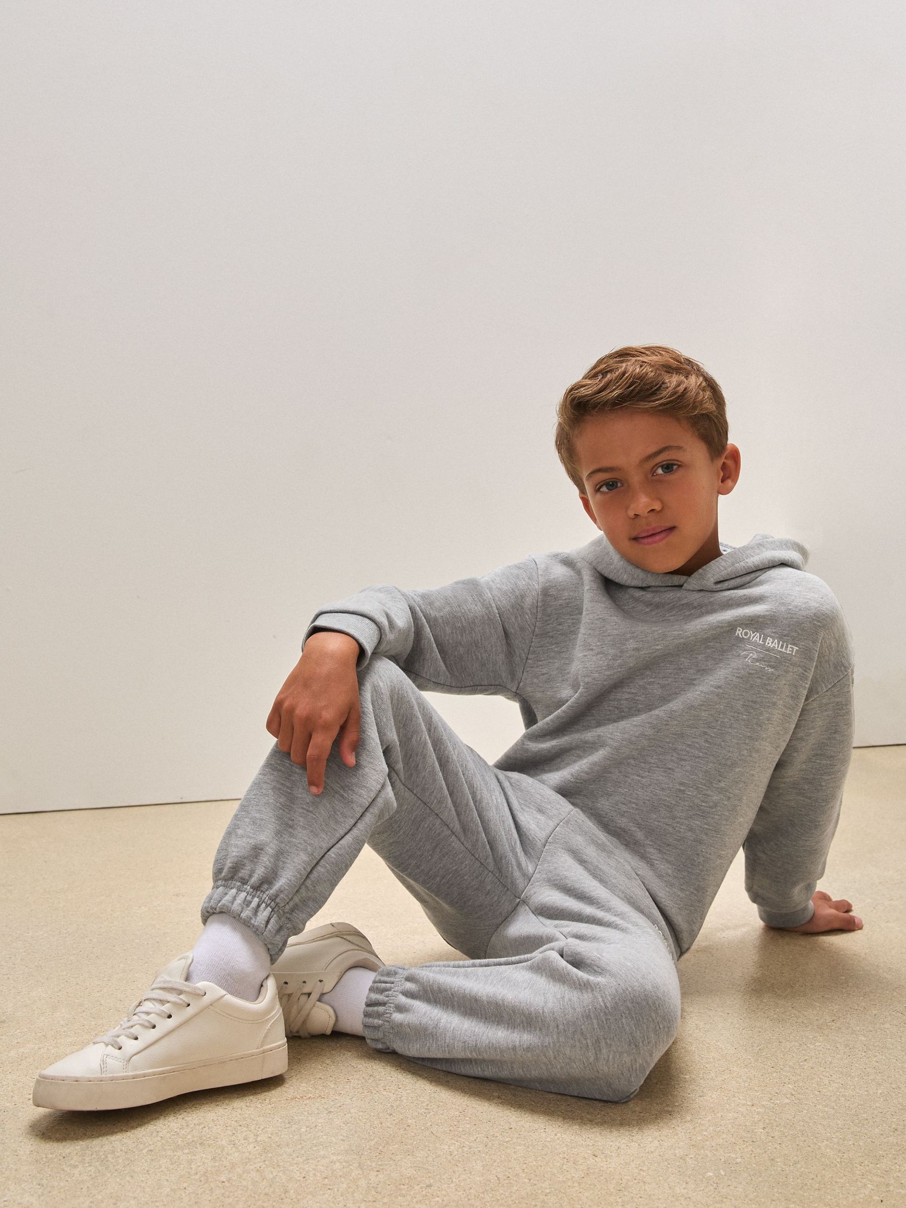 9-13 yrs Reiss | Royal Ballet Cuffed Unisex Fit Joggers in Grey Melange (Y11104) | $65