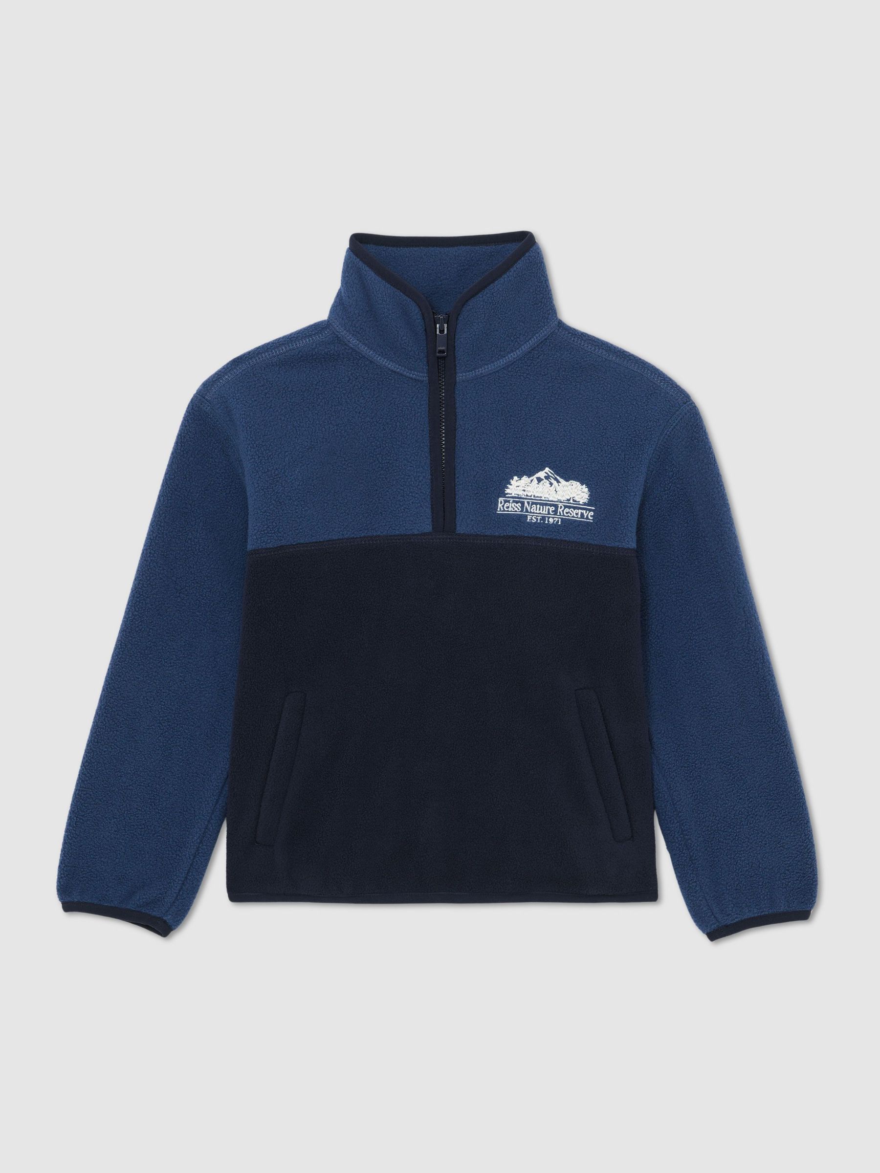 Nature Reserve Colour-Block Zip Fleece in Navy/Airforce Blue (Y11120) | kr835