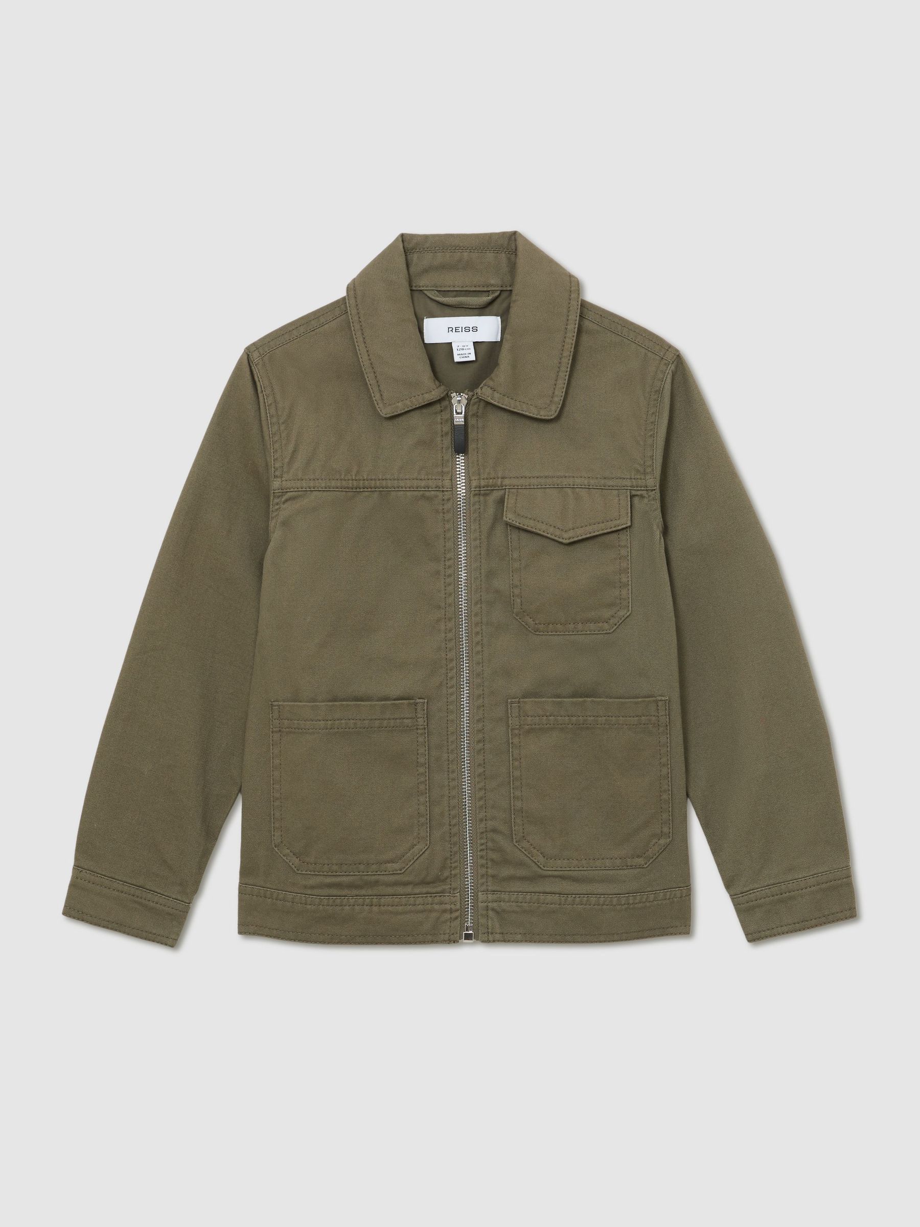 13-14 yrs Cotton Zip-Through Utility Jacket in Khaki (Y11128) | €75