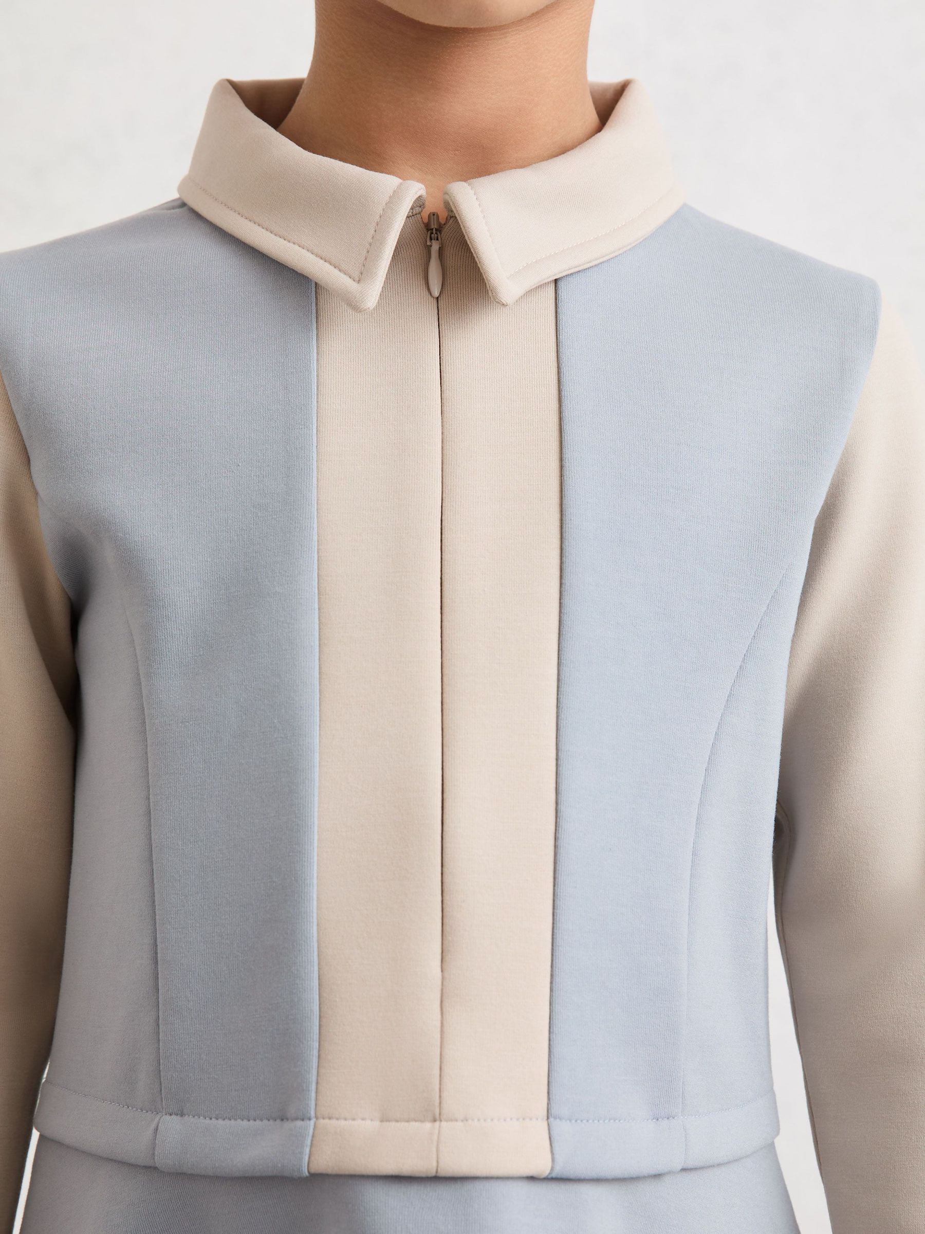 9-13 yrs Premium Interlock Colour-Block Dress in Pale Blue (Y12407) | $85