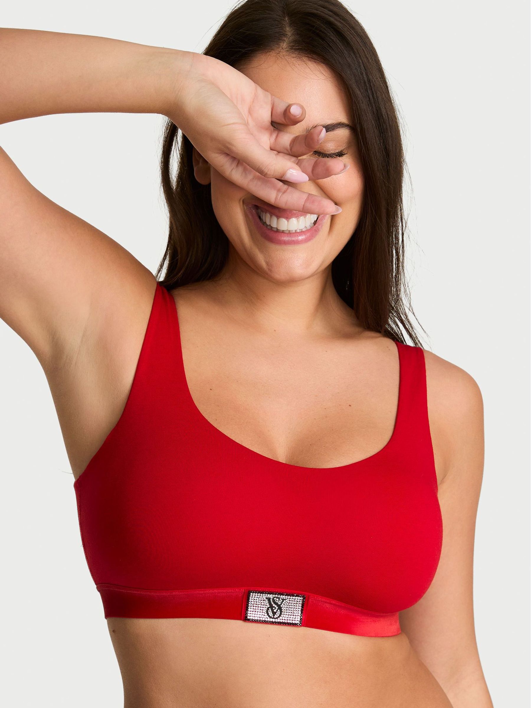 Lipstick Red Logo Shine Patch Scoop Bralette (Y14341) | €32