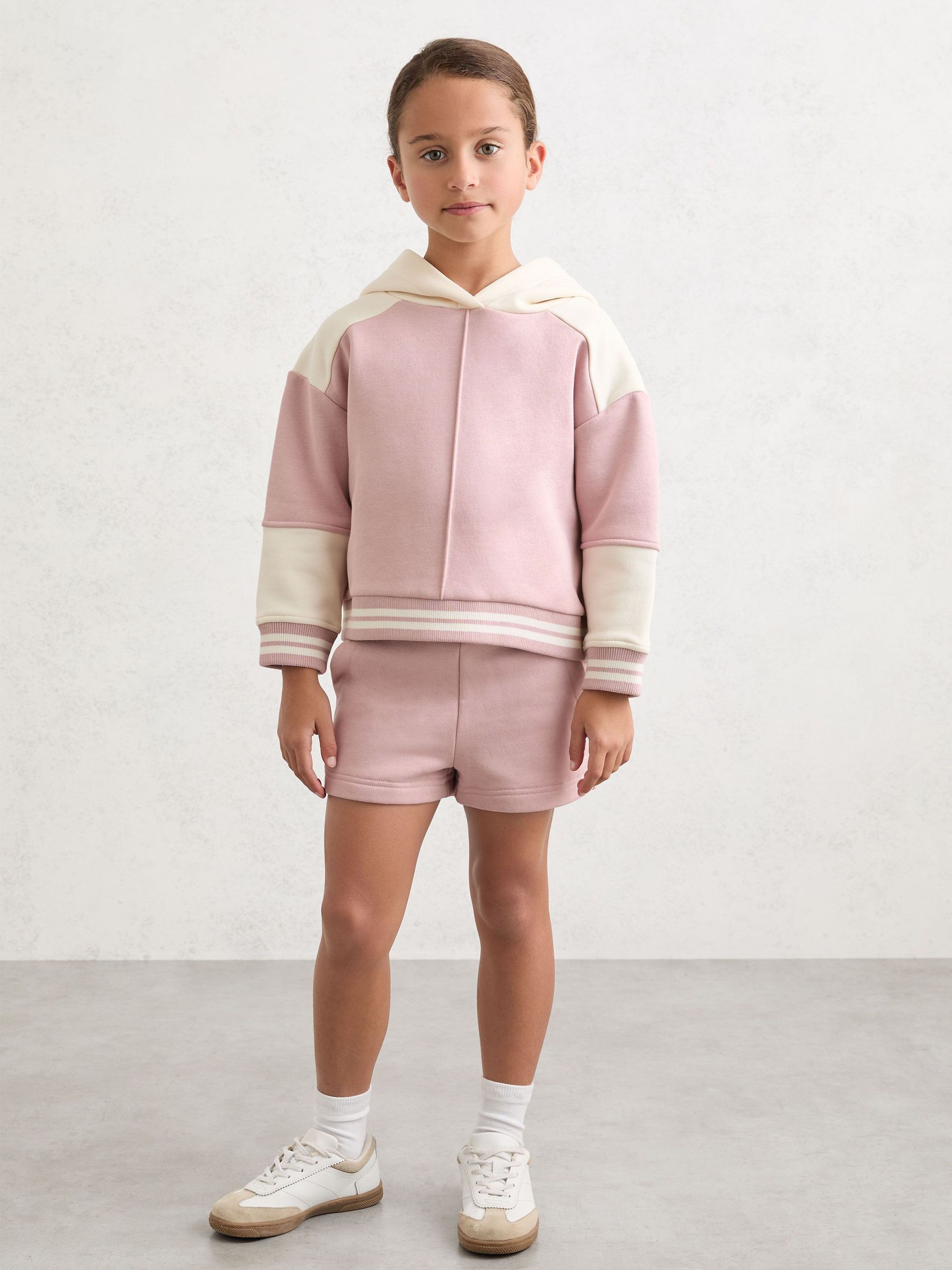 3-9 yrs Cotton-Blend Hoodie and Shorts Set in Pink (Y14414) | €75