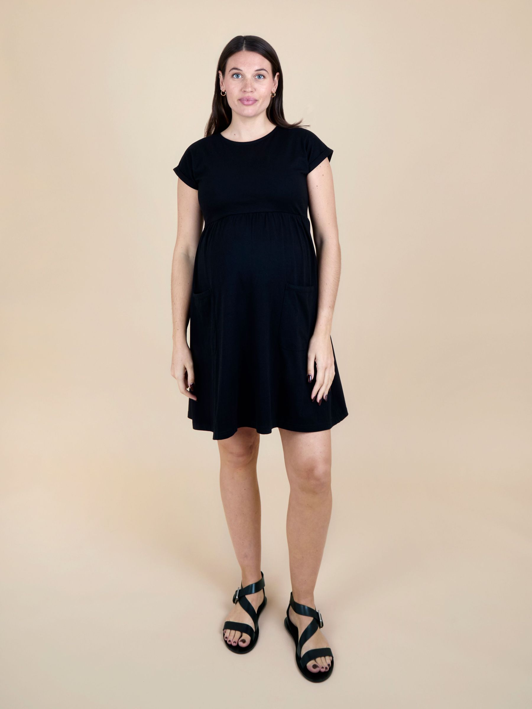 True Black Short Sleeve Pocket Detail T-Shirt Mini Dress (Y16438) | $55