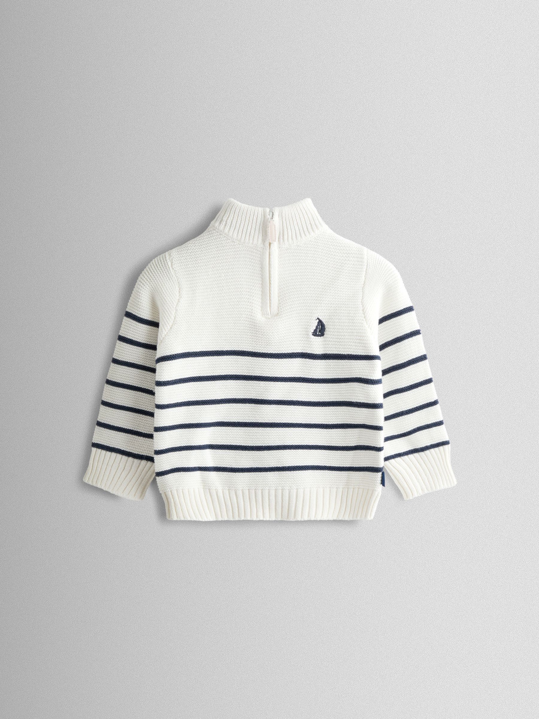 Cream Navy Stripe Stripe Half Zip Jumper (Y17942) | $43 - $48