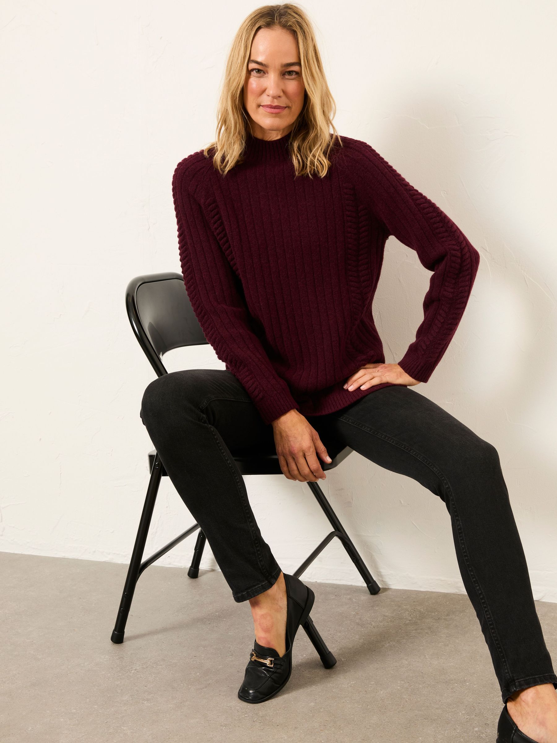 Hazel Burgundy Red Longline Knitted Jumper (Y23190) | €76.50