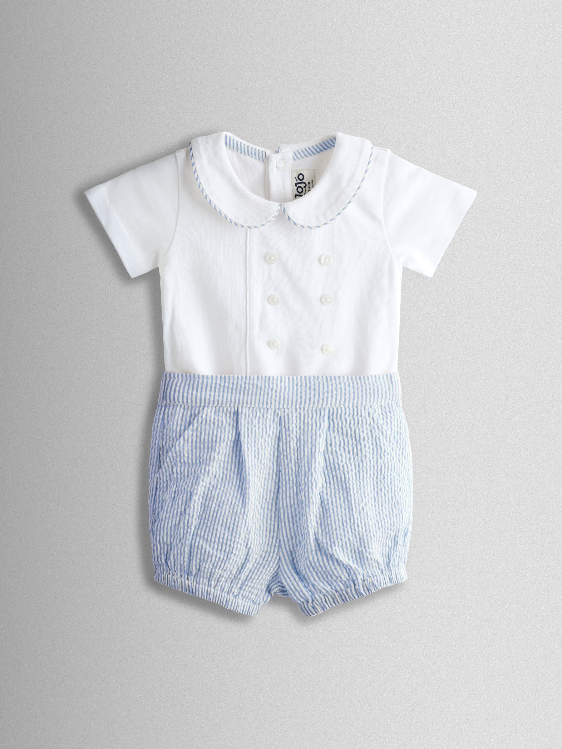 Light Blue Classic Body & Stripe Shorts Set 2 Piece (Y24396) | $55 - $58