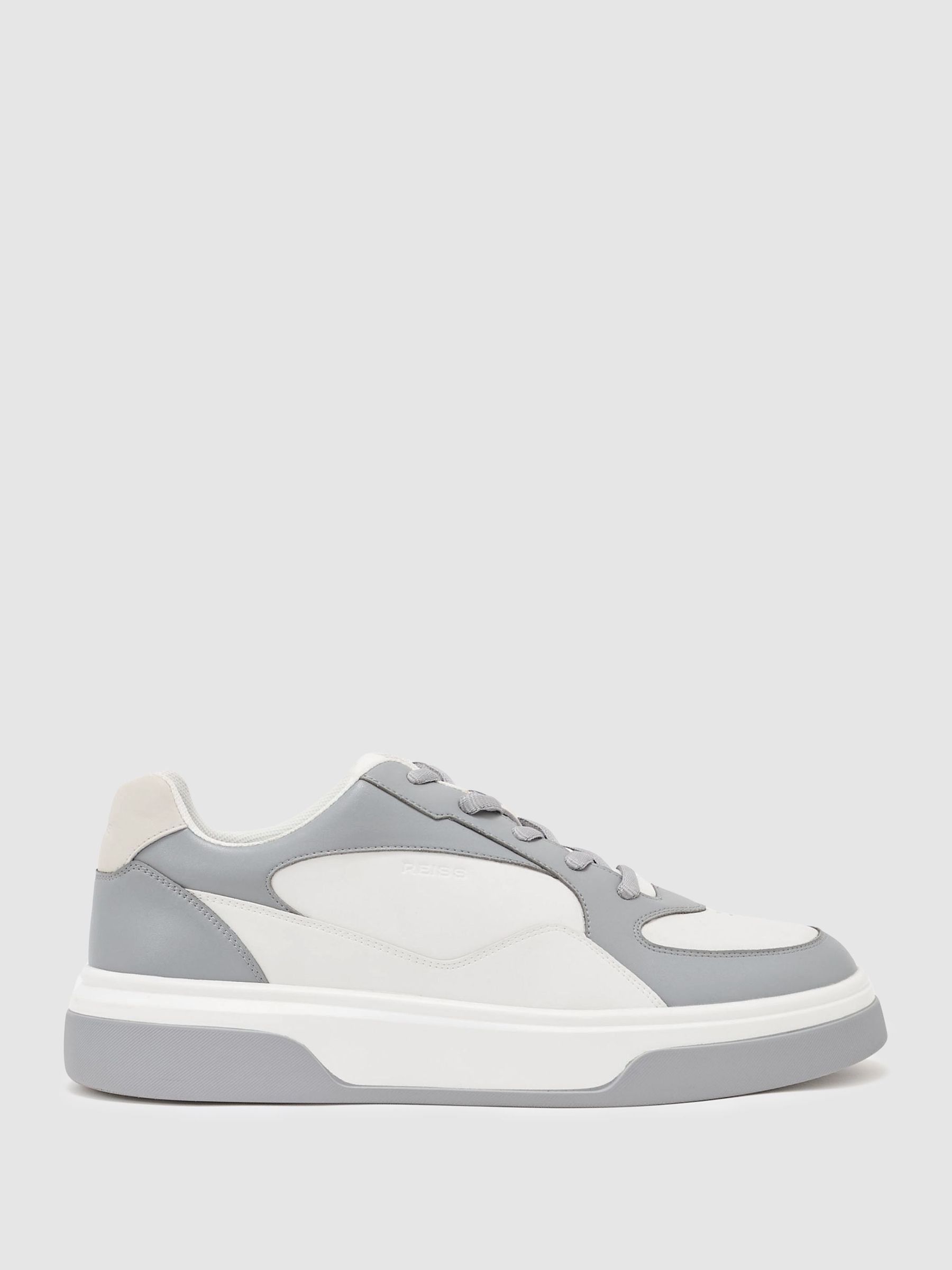 Bonded-Leather Chunky Sole Trainers in Dusty Blue/White (Y25136) | €195