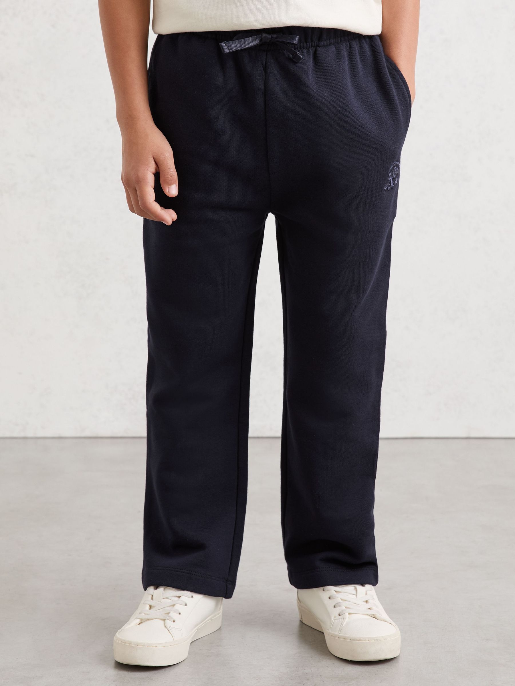 9-13 yrs Monogram Embroidered Cotton Joggers in Navy Blue (Y25171) | $65