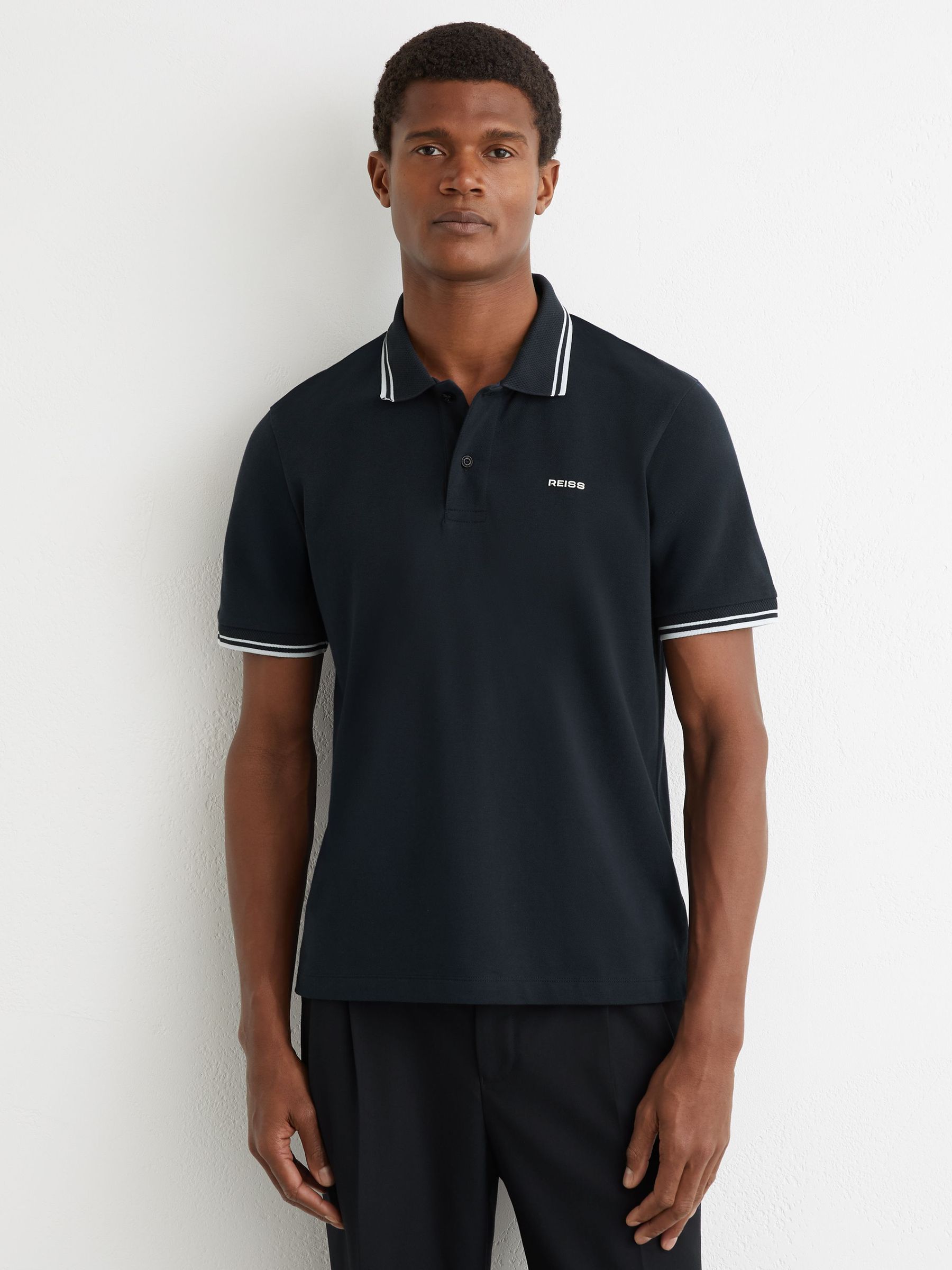 Cotton-Piqué Logo Polo Shirt in Navy (Y27619) | €90