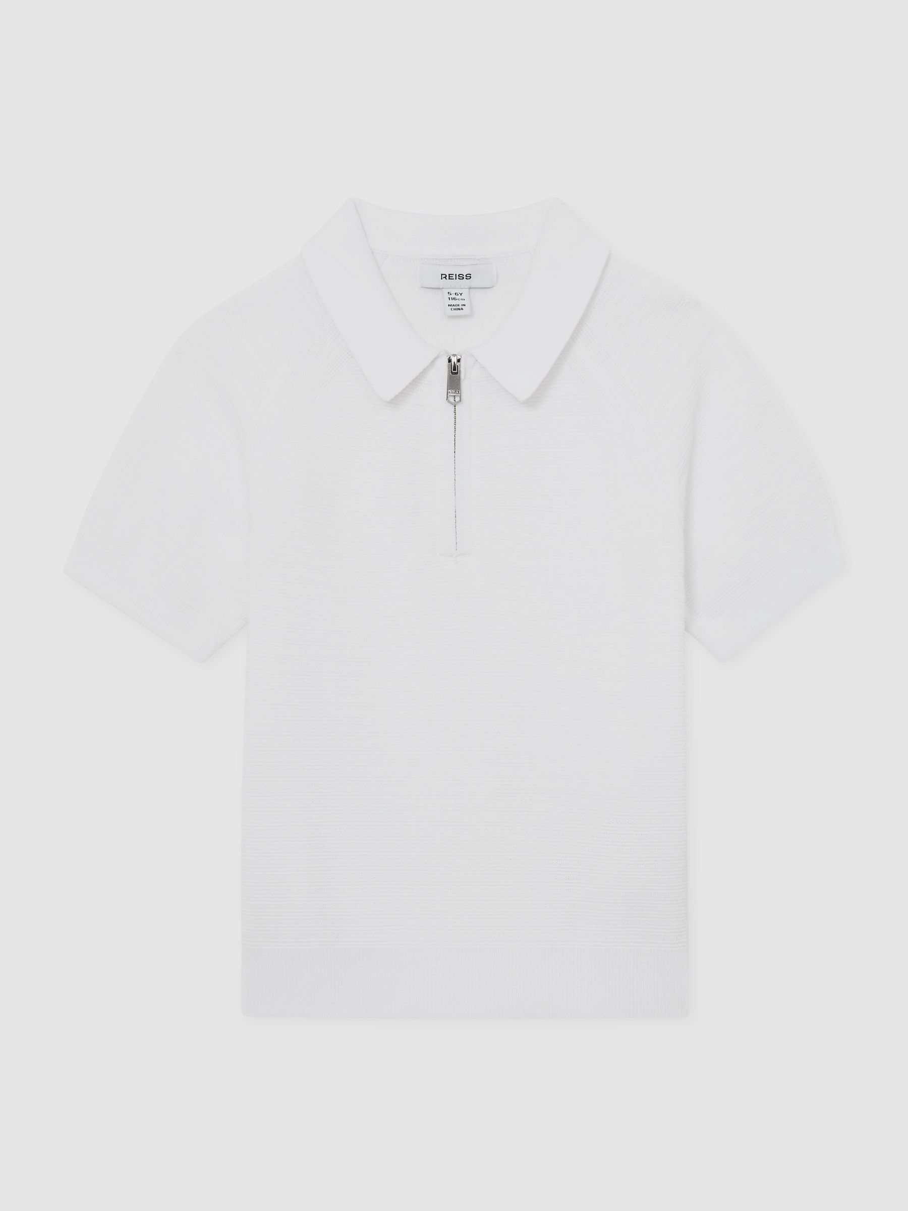 Textured-Knit Half-Zip Polo Shirt in Optic White (Y28497) | kr640