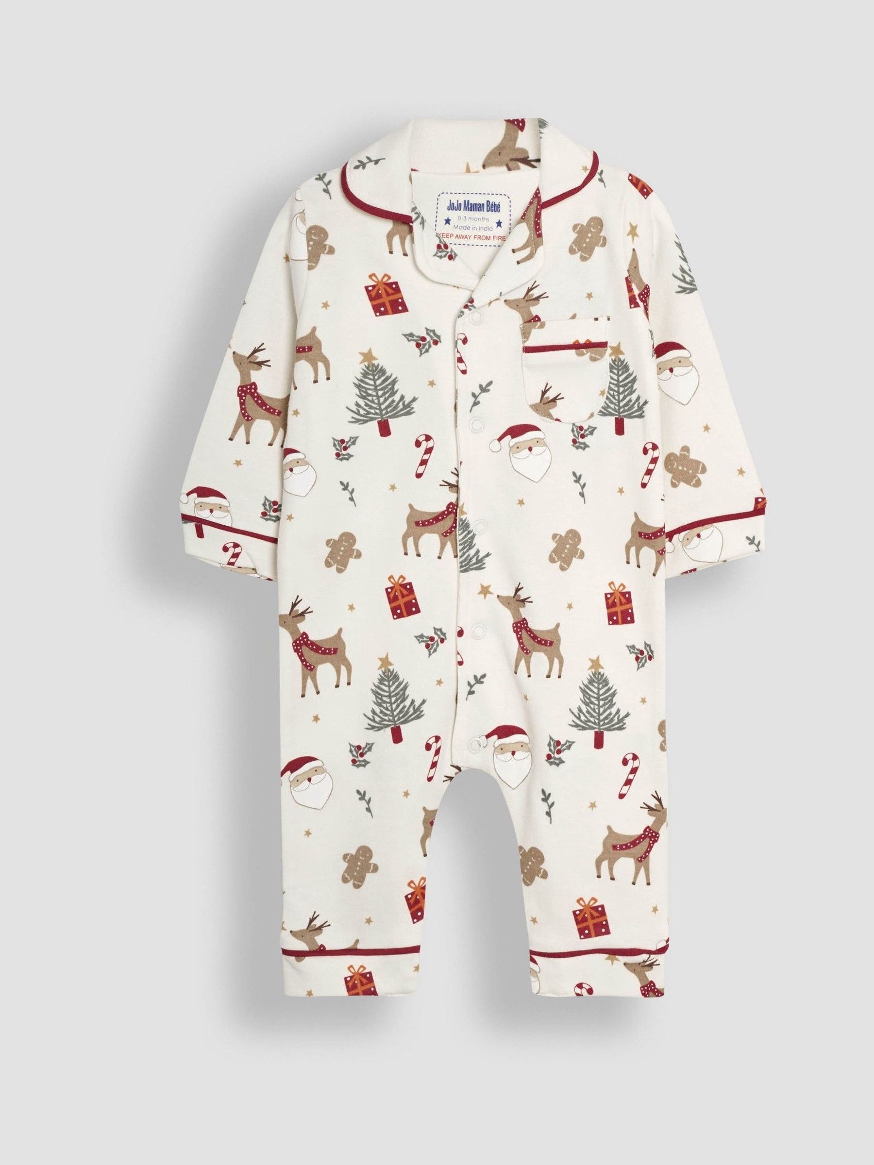 Cream Christmas All-In-One Pyjamas (Y28827) | $38