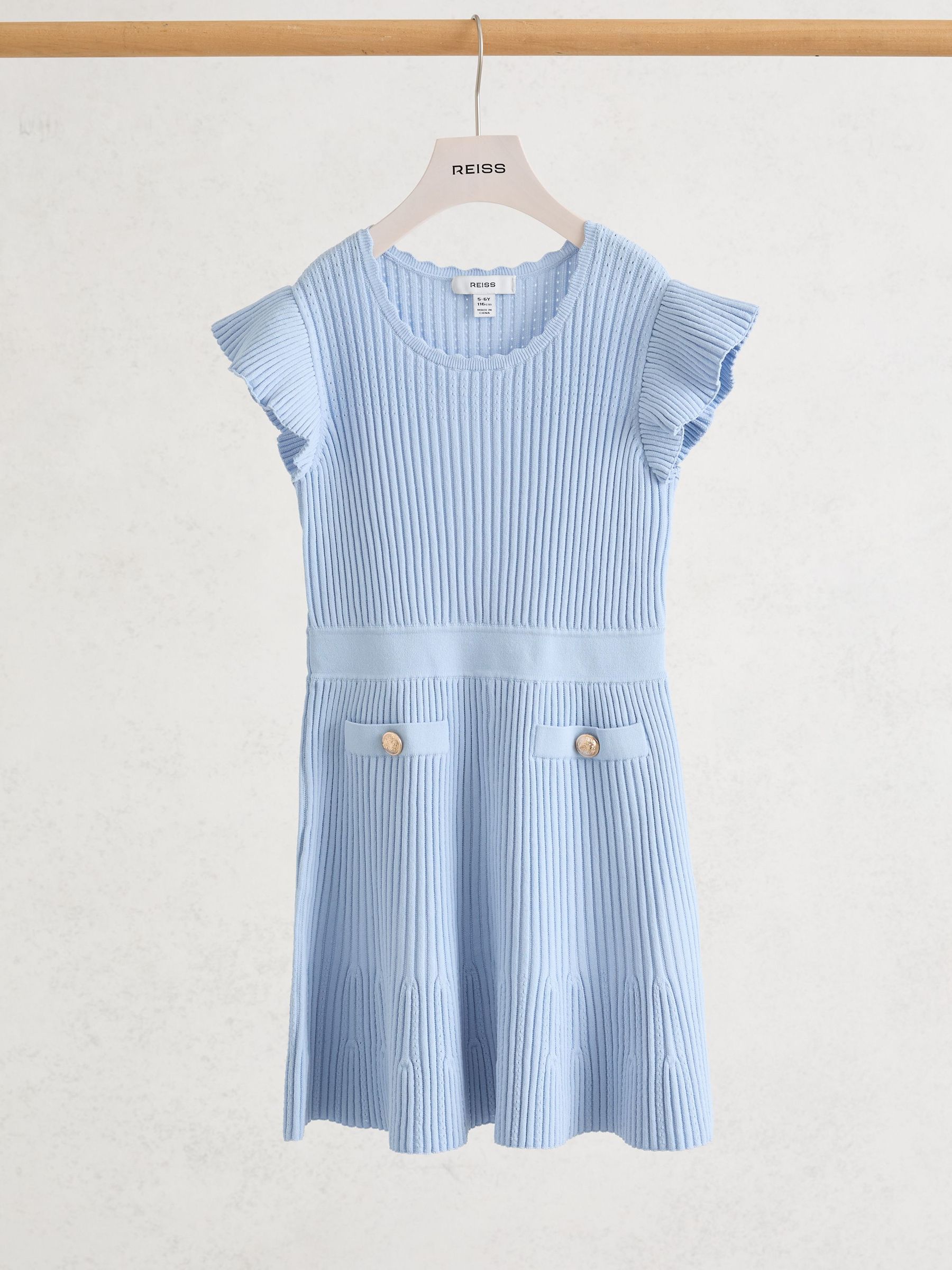 Pointelle-Knit Ribbed Dress in Pale Blue (Y33030) | €85