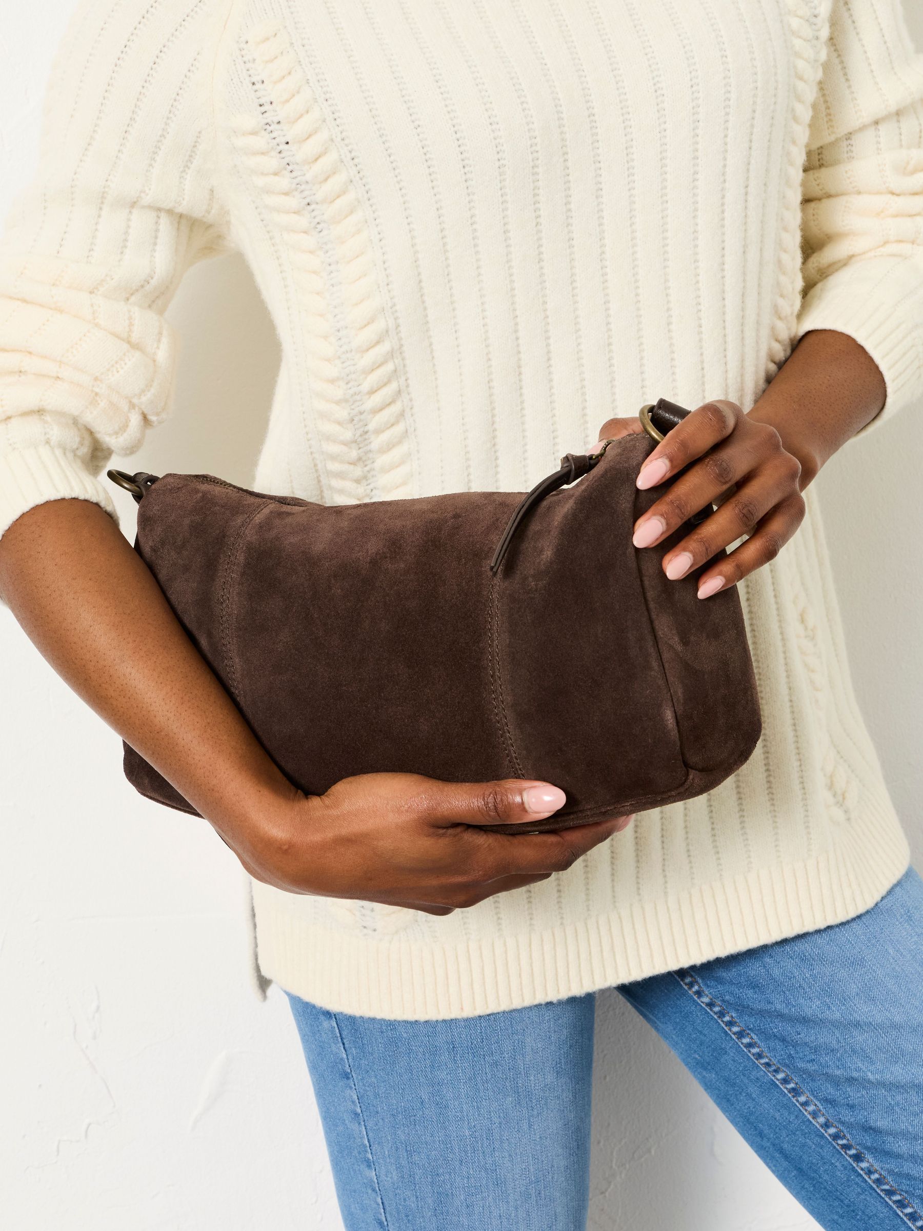 Chocolate Brown Suede Shoulder Bag (Y33712) | €72.50