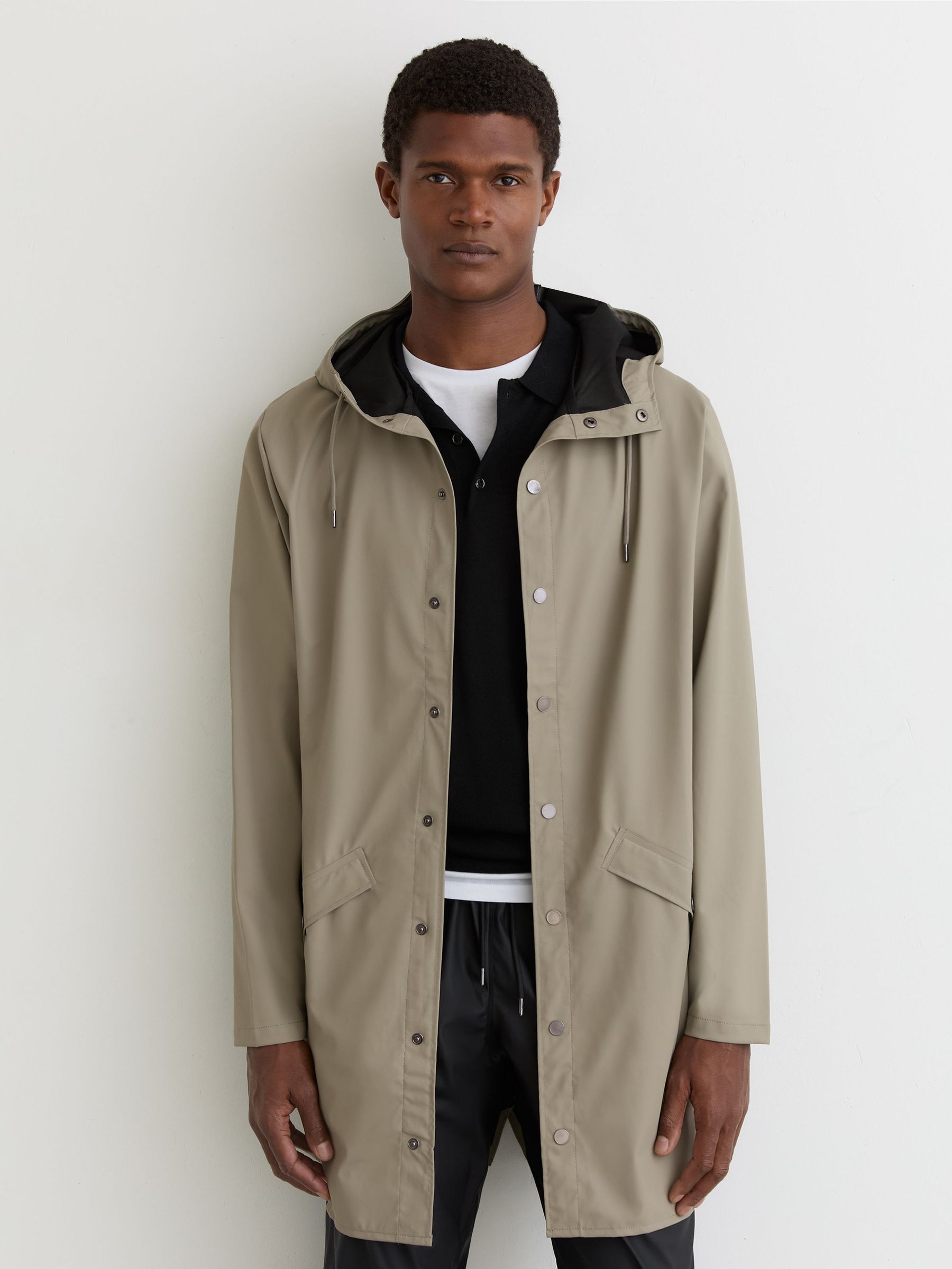 Rains Waterproof Long Rain Jacket in Drift (Y36080) | $175