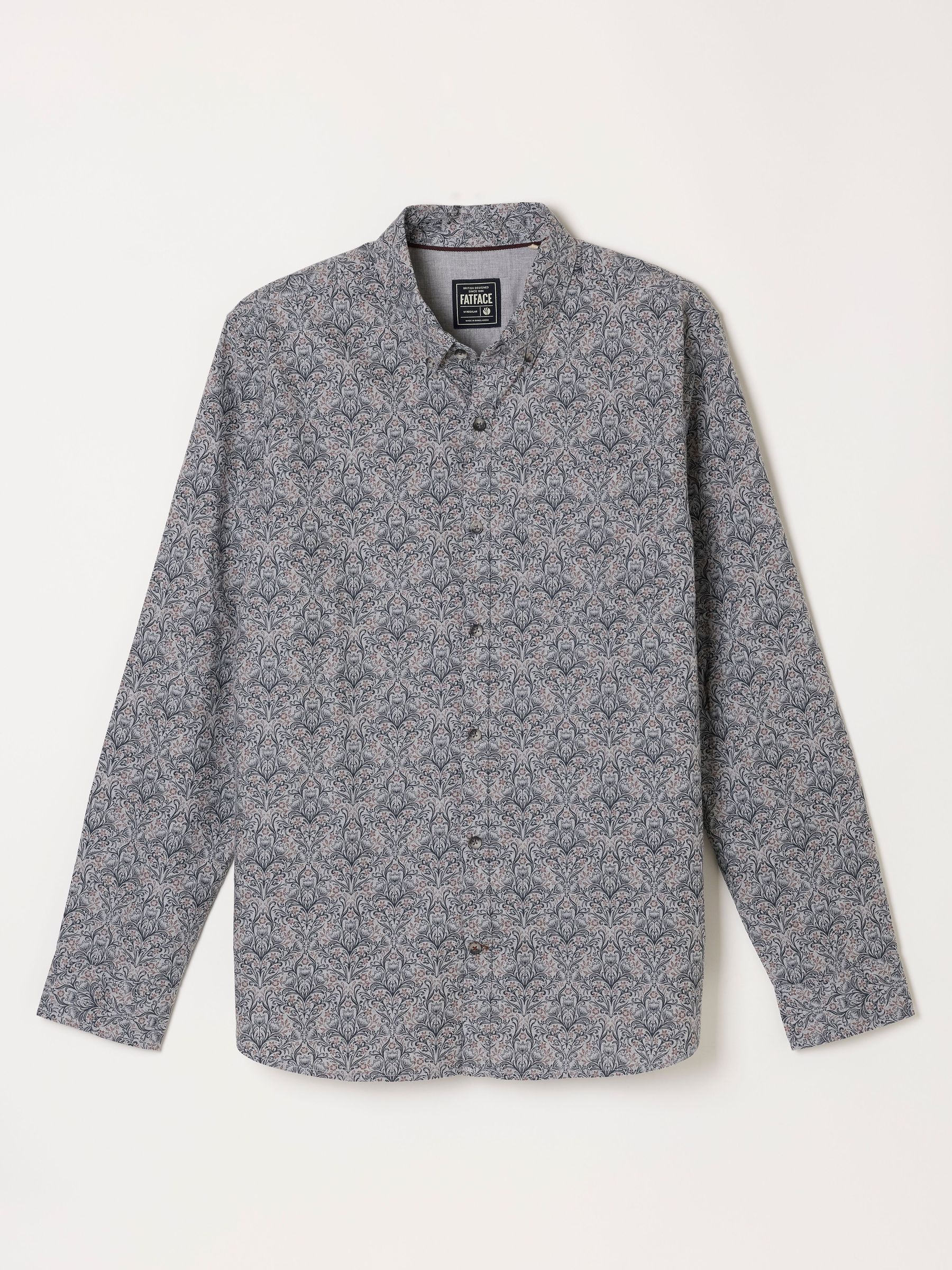 Grey - Regular Long Sleeve Tapestry Shirt
