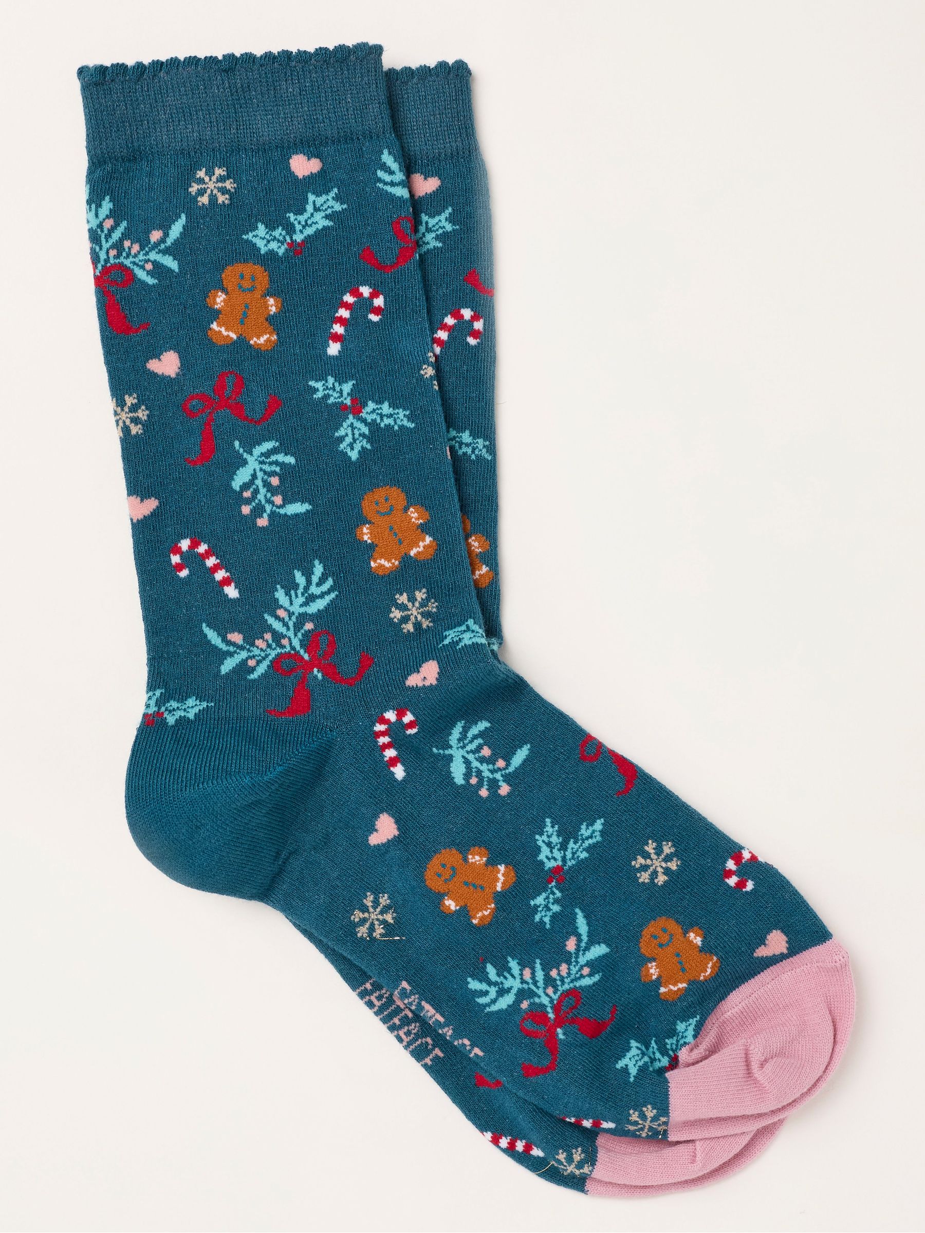Navy - Christmas Gingerbread Socks