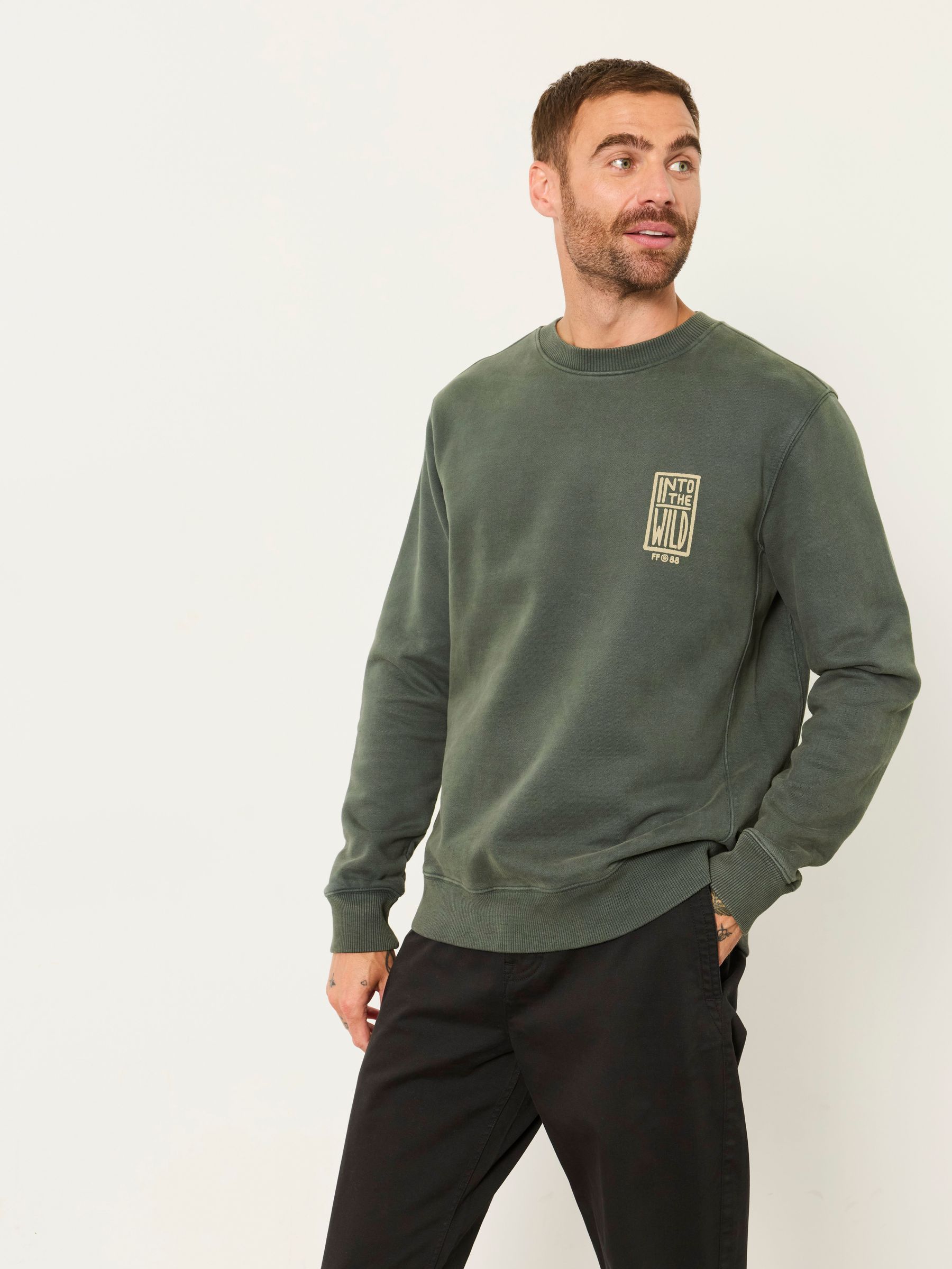 Dark Green - Regular Hayle Into The Wild Graphic Crew Sweat Top