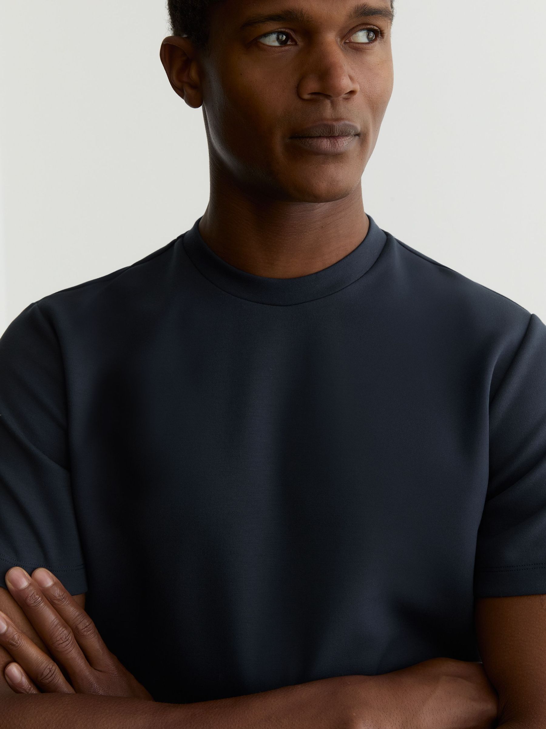 Premium Interlock Crew-Neck T-Shirt in Airforce Blue (Y39719) | $150