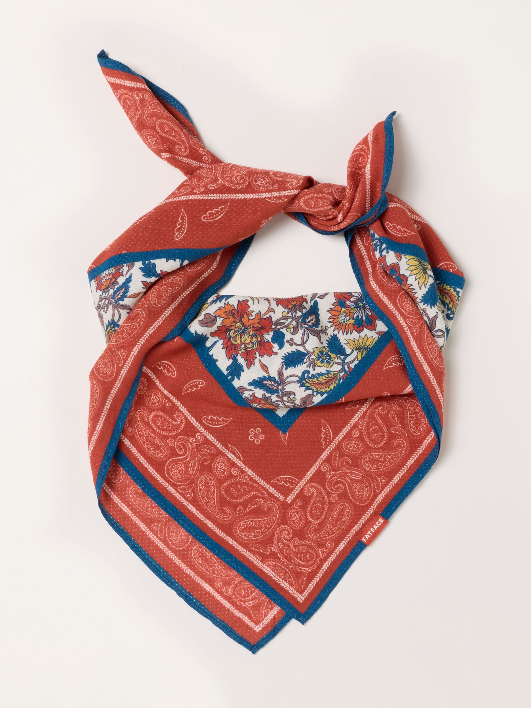 Rust Red - Paisley Floral Square Scarf