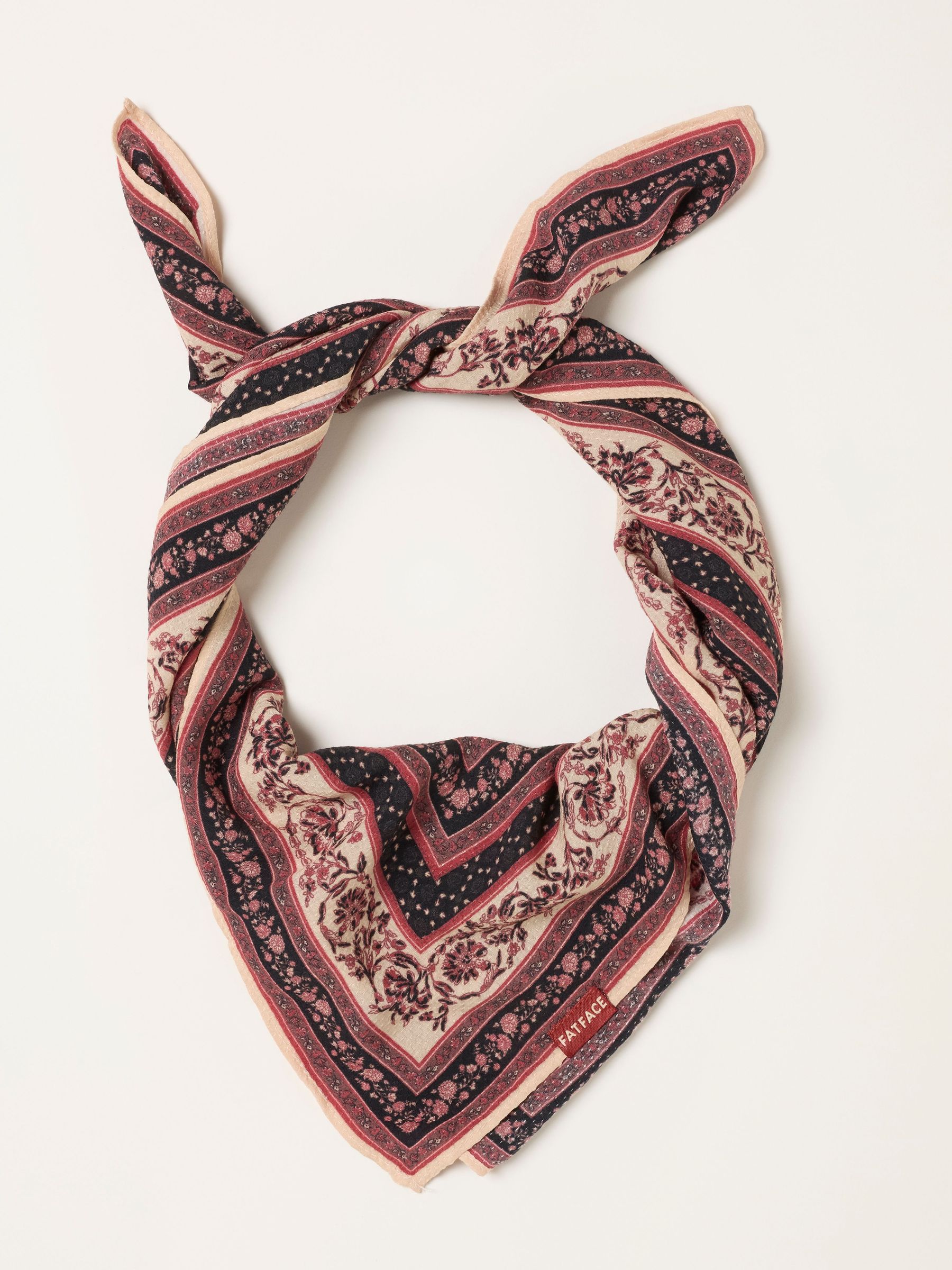 Black - Linear Floral Printed Square Scarf