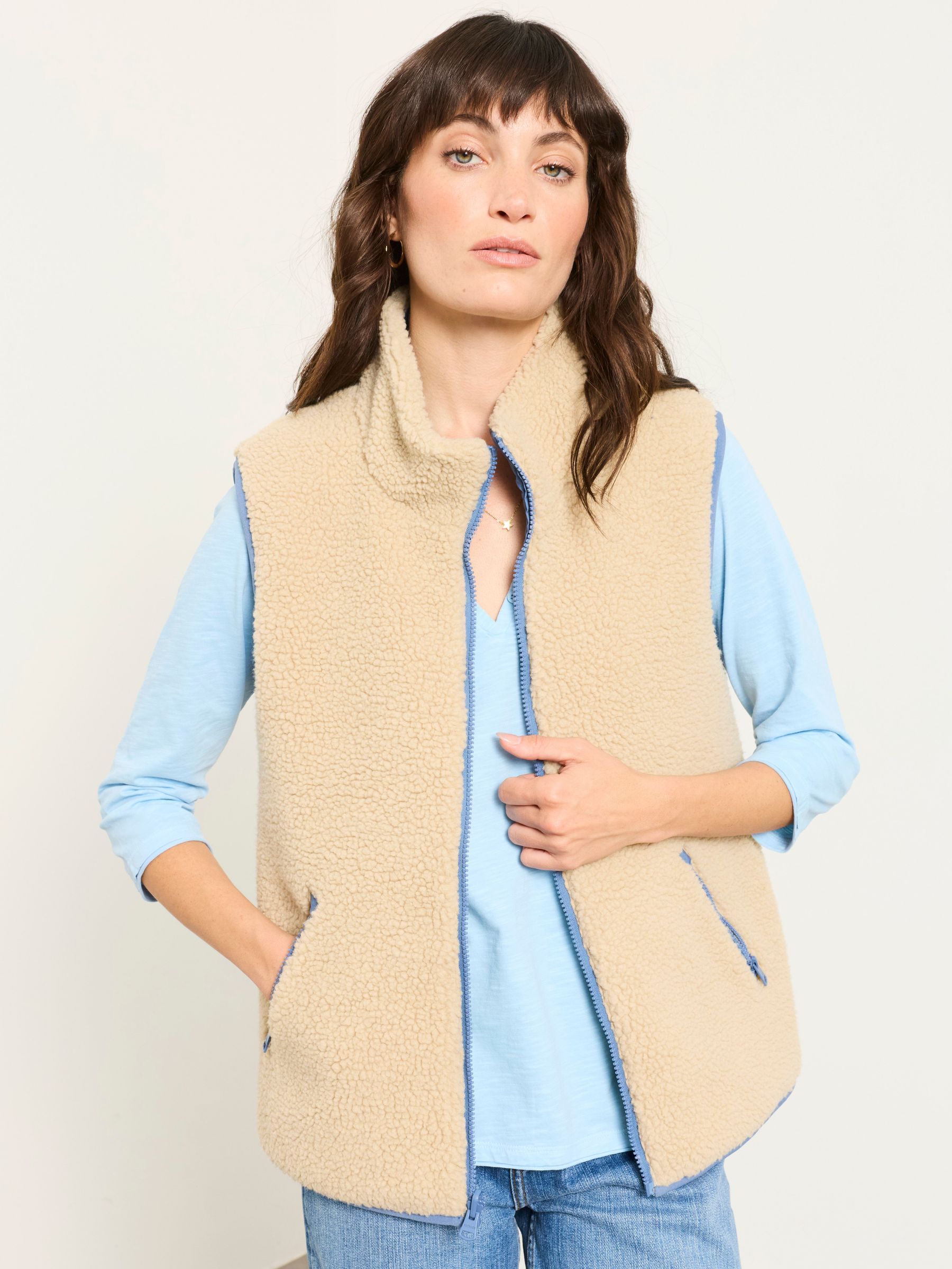 Blue Colourblock - Padded Borg Fleece Gilet