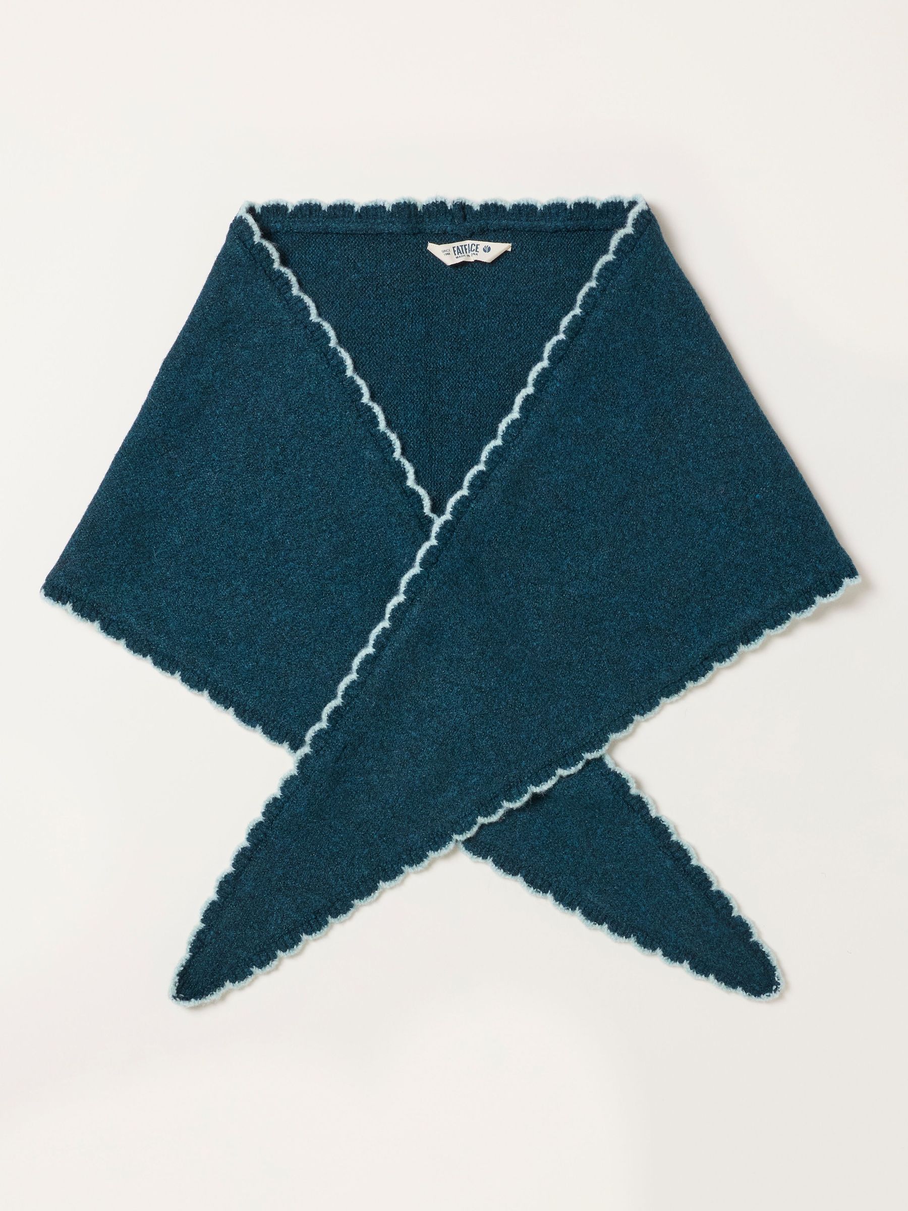 Teal Blue - Scallop Triangle Scarf