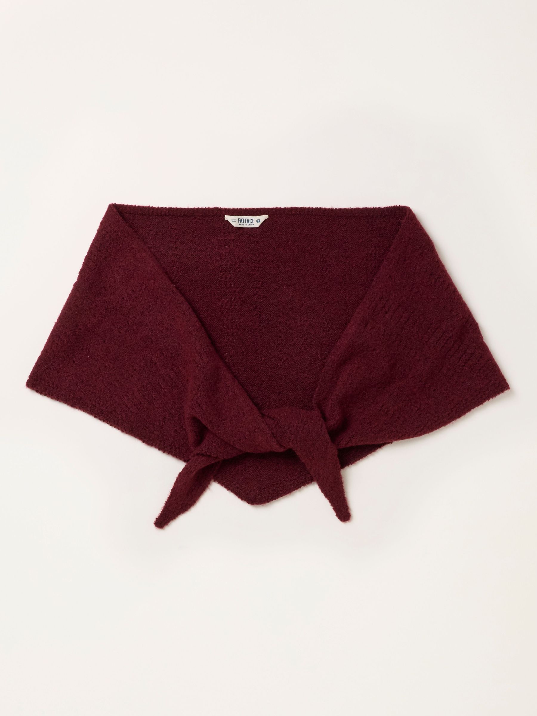 Burgundy Red - Knitted Triangle Scarf