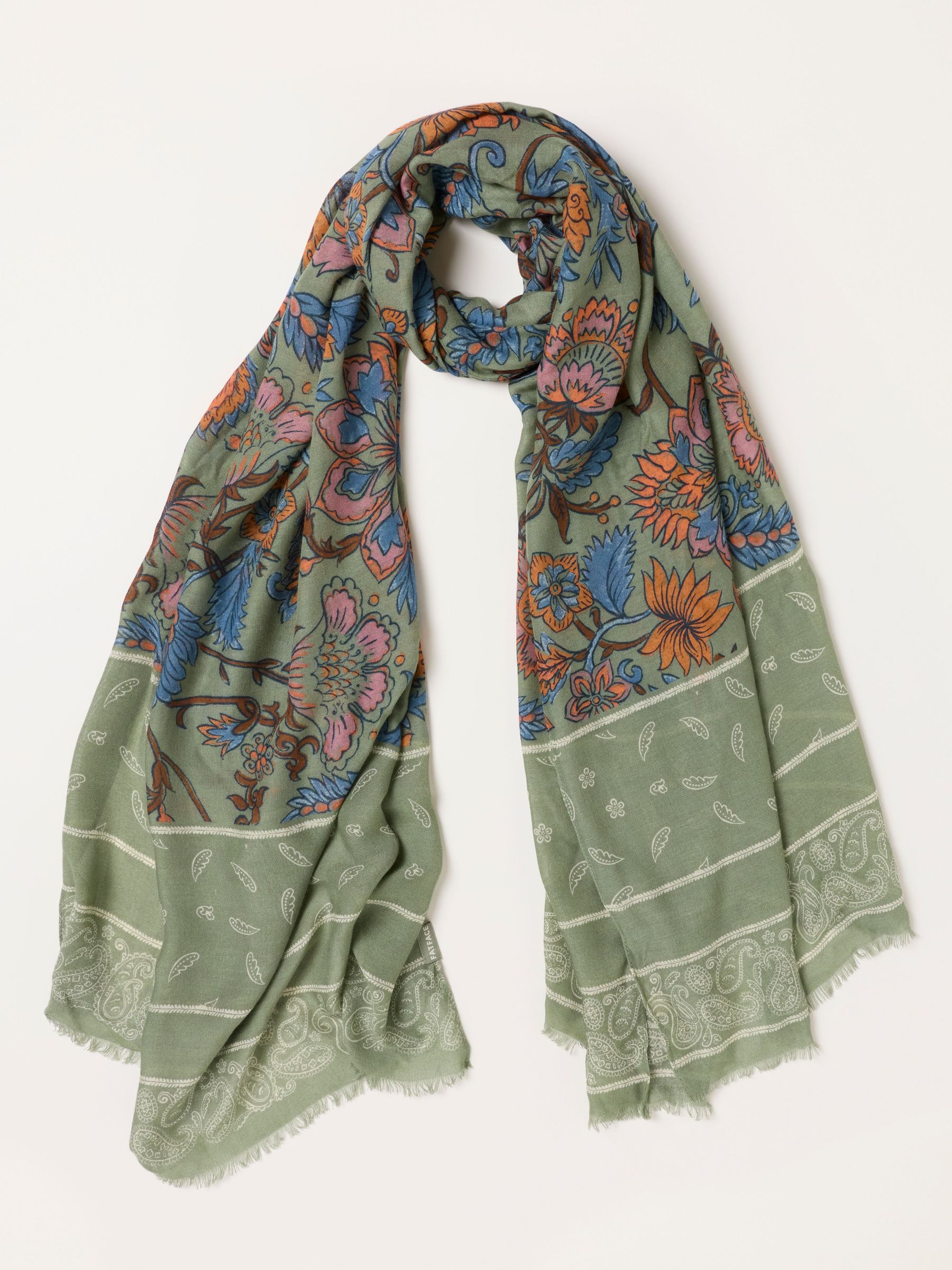 Green - Paisley Floral Lightweight Scarf