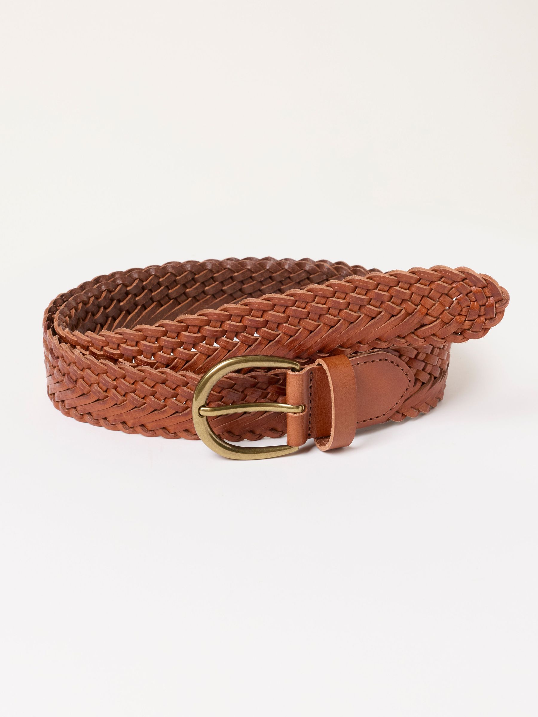 Tan Brown - Woven Leather Belt