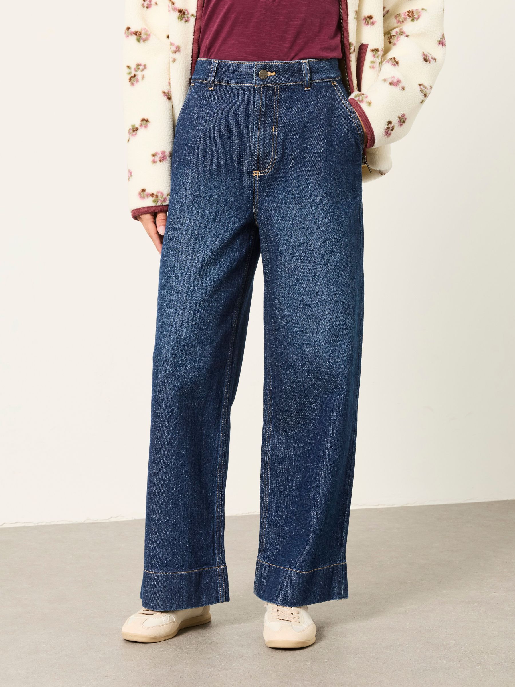 Dark Denim Blue - Wide Leg Jeans