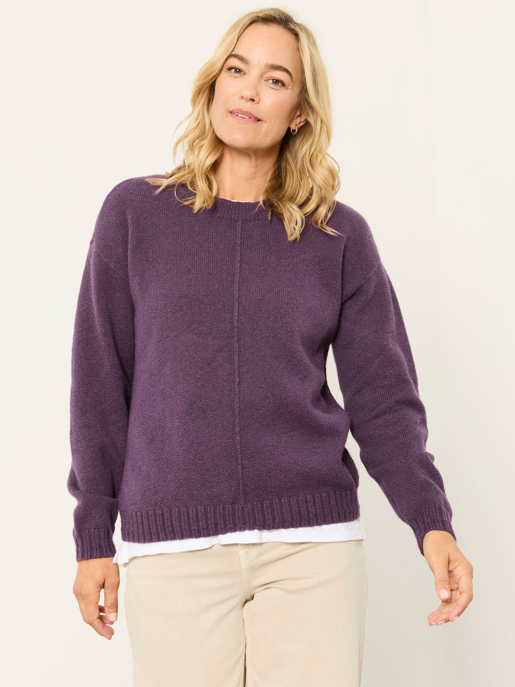 Plum Purple - Knitted Crew Neck Jumper