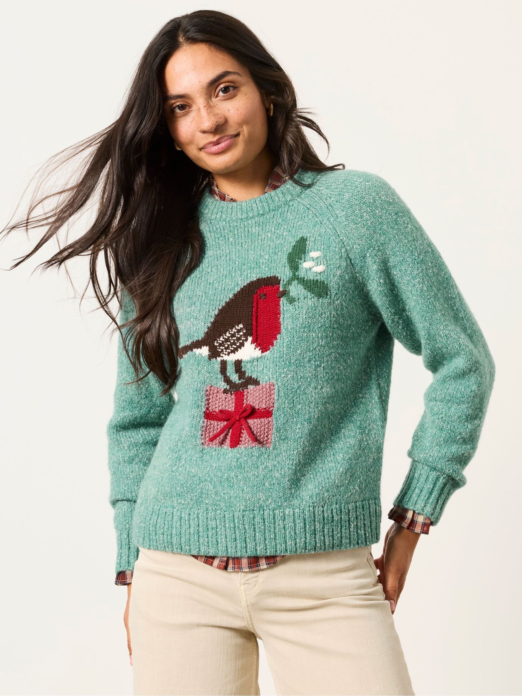 Blue - Knitted Crew Jumper