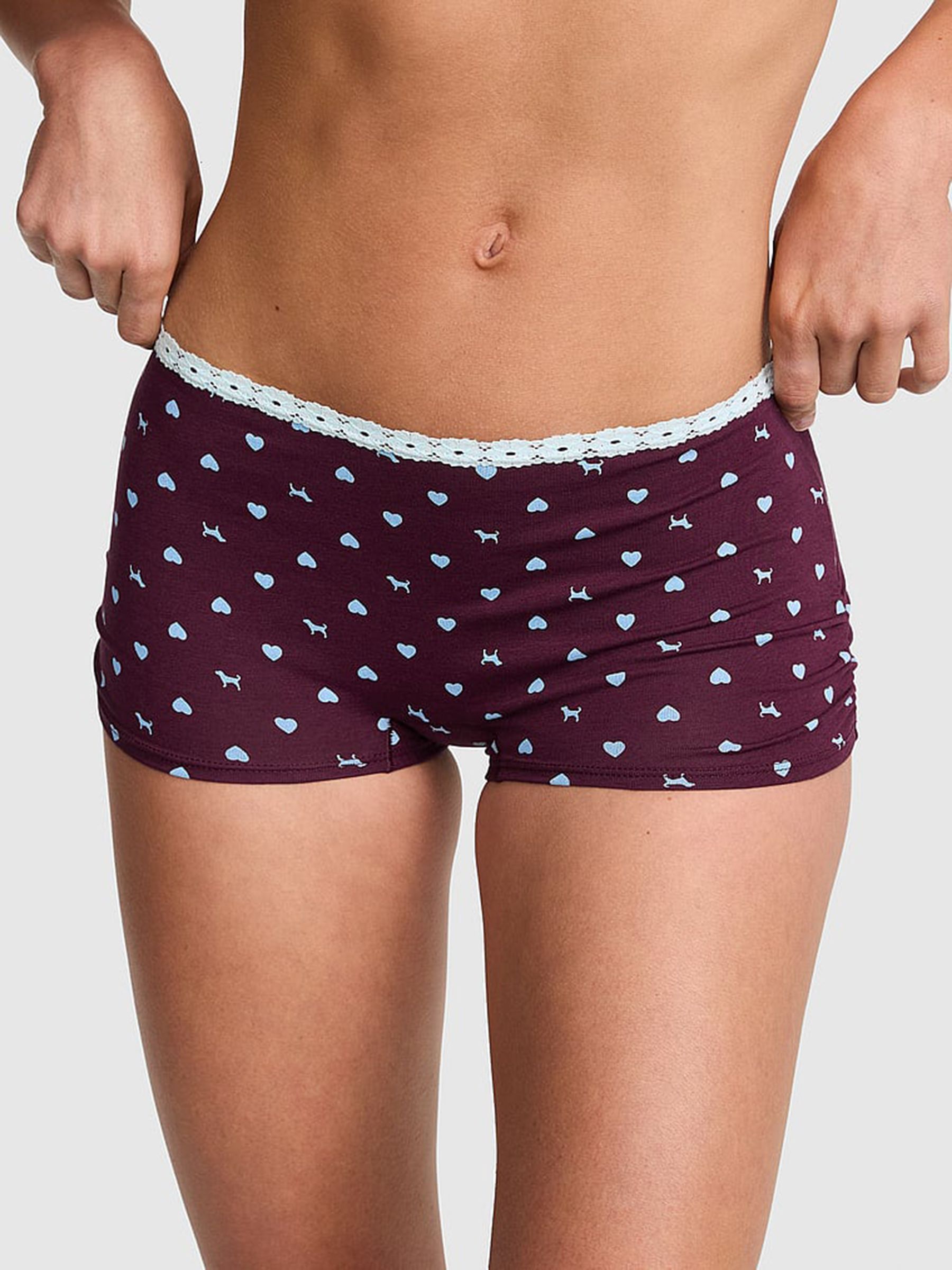 Purple Rose Dog Print - Boyshort Cotton Knickers