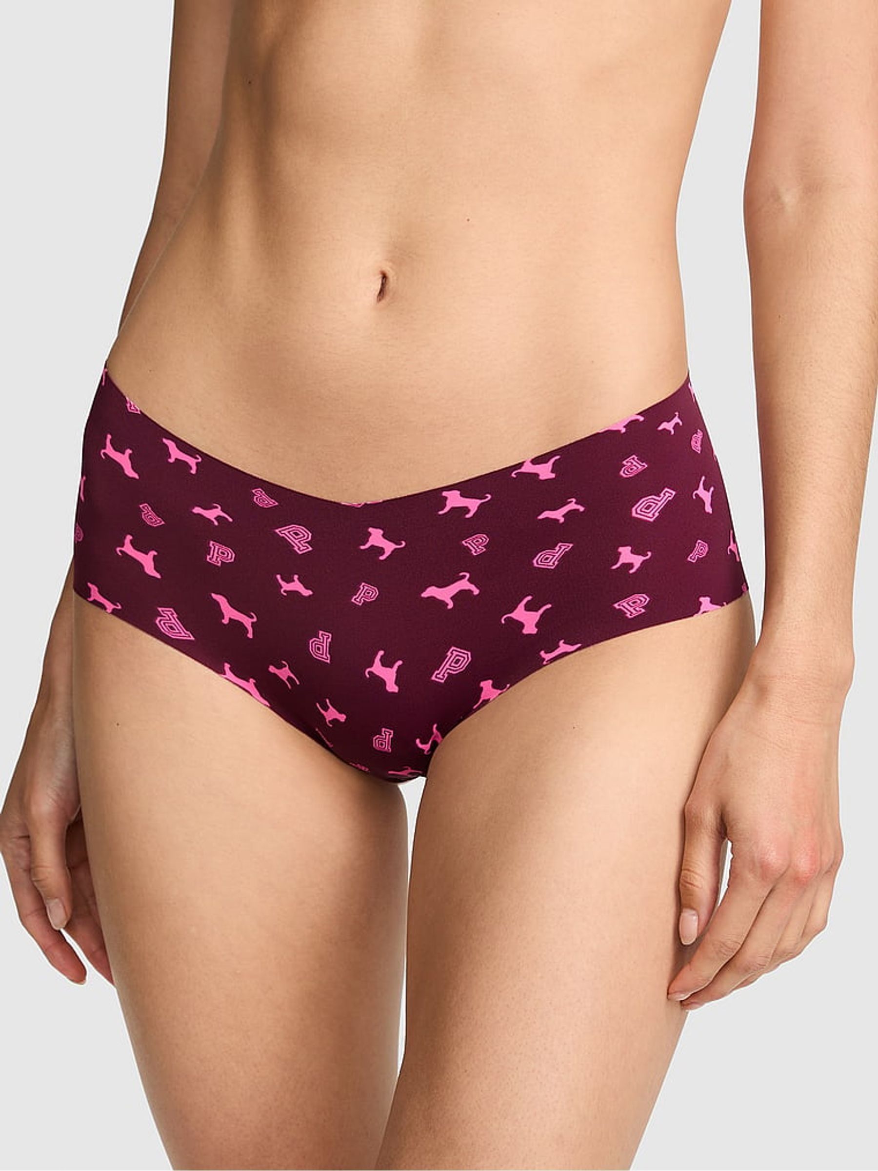 Purple Rose Dog Print - Thong No Show Knickers