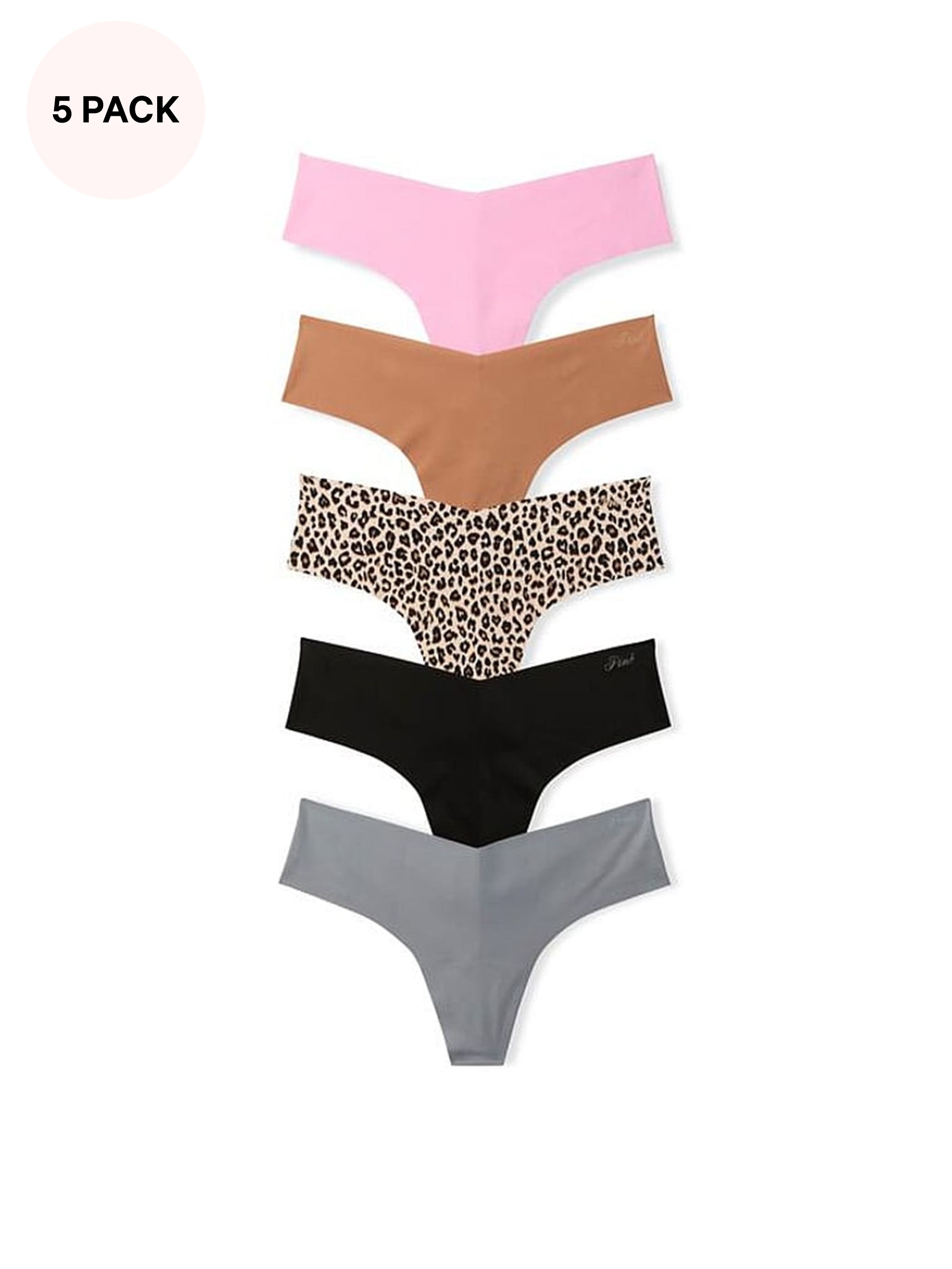 Black/Grey/Nude/Pink - G String 5 Pack No Show Knickers