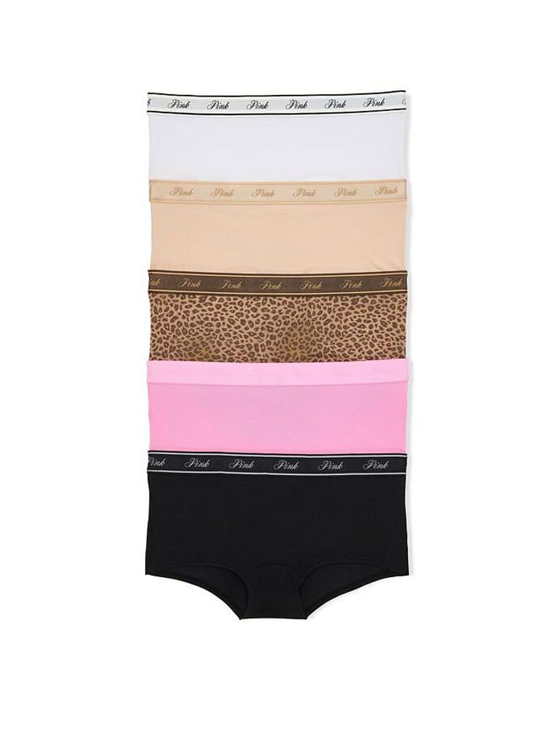 Black/White/Nude/Brown/Pink - Hipster 5 Pack Logo Knickers