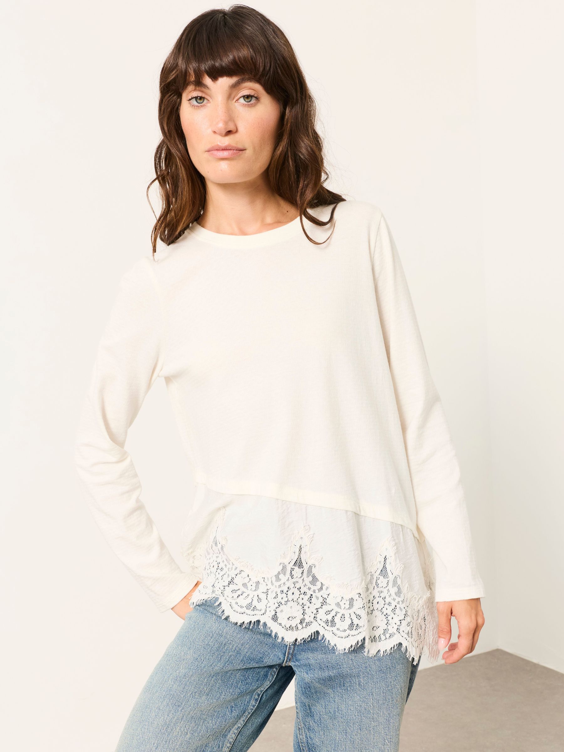 Ivory - Lace Trim T-shirt