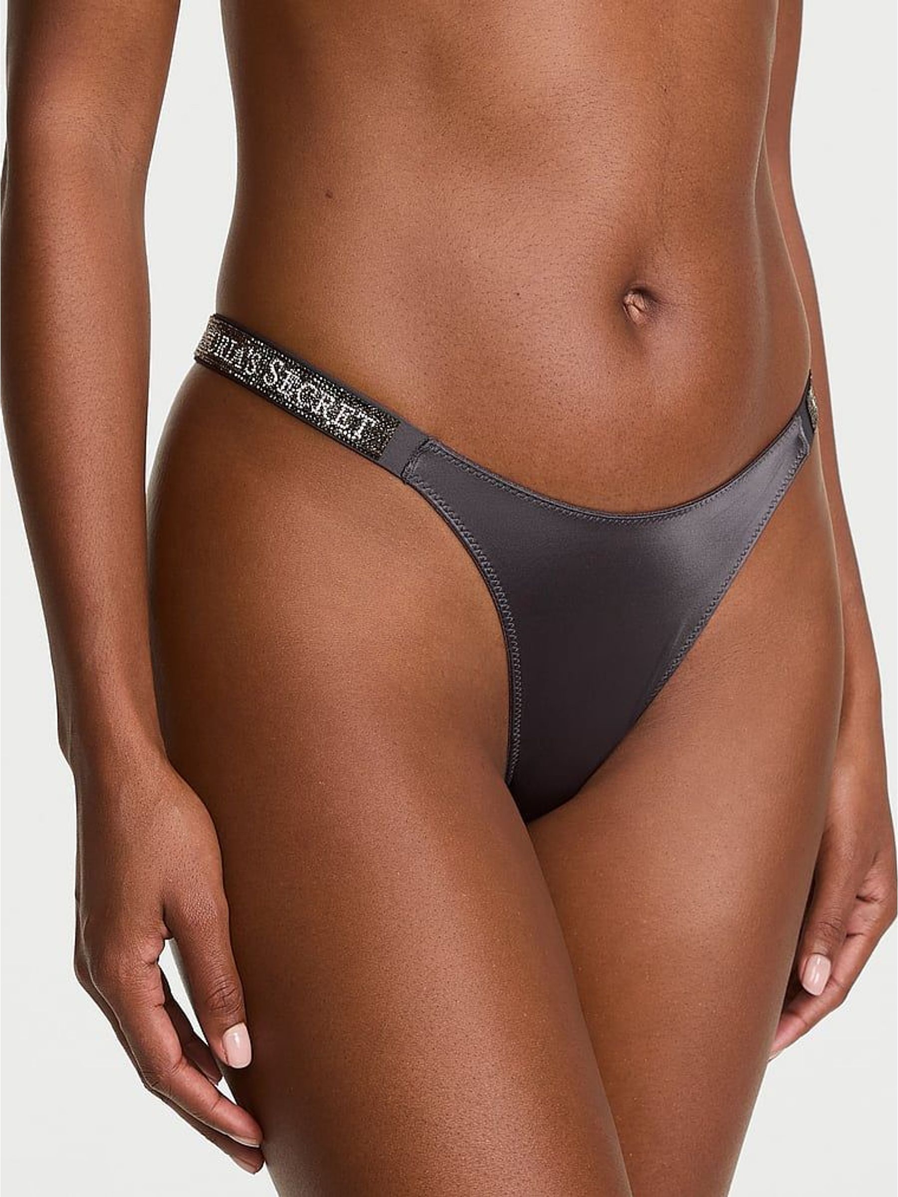 Tornado Grey - Brazilian Shine Strap Knickers