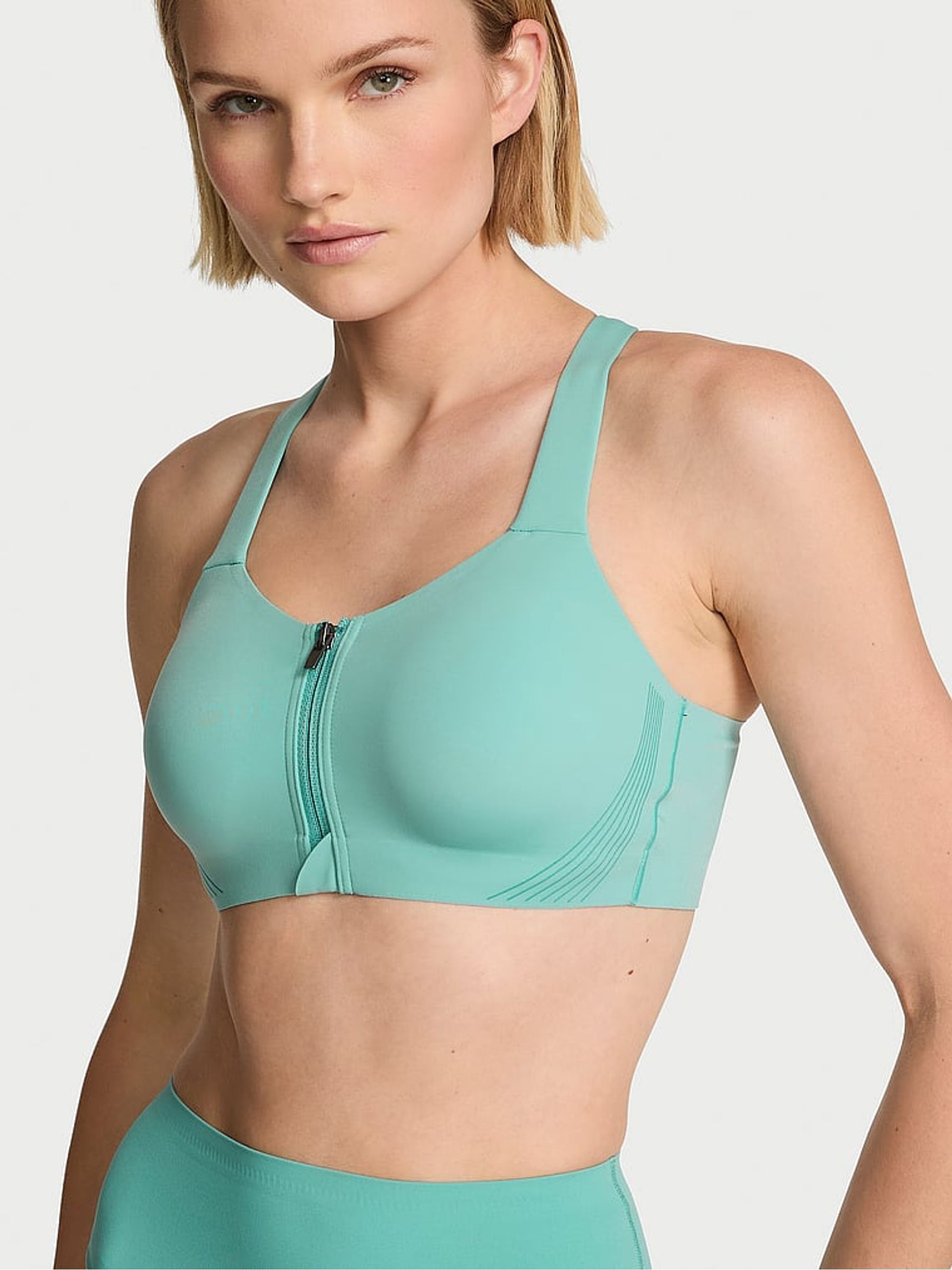 Dusty Turquoise Blue - Front Close Knockout™ High Impact Sports Bra