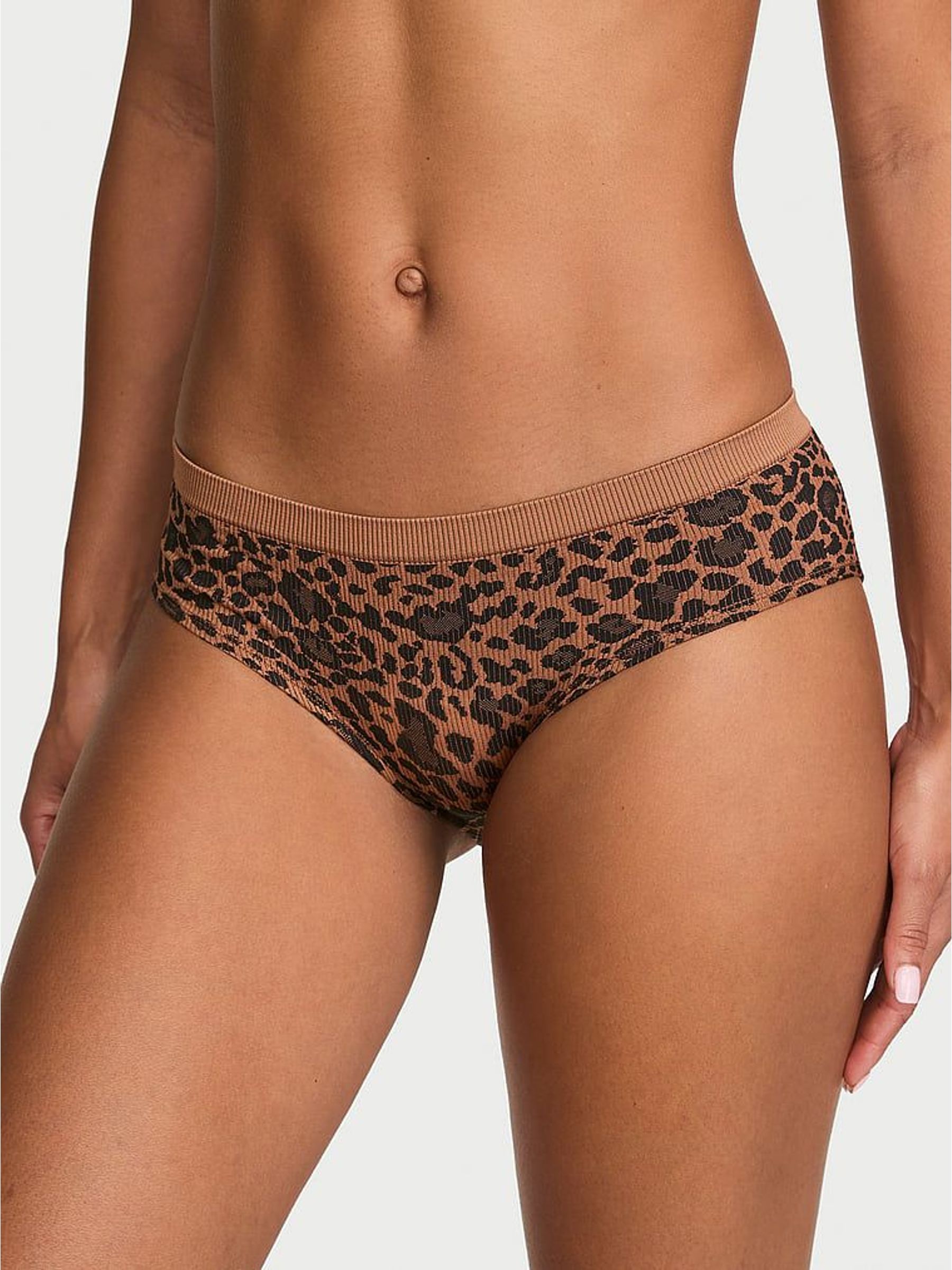 Leopard Brown - Thong Ribbed Knickers