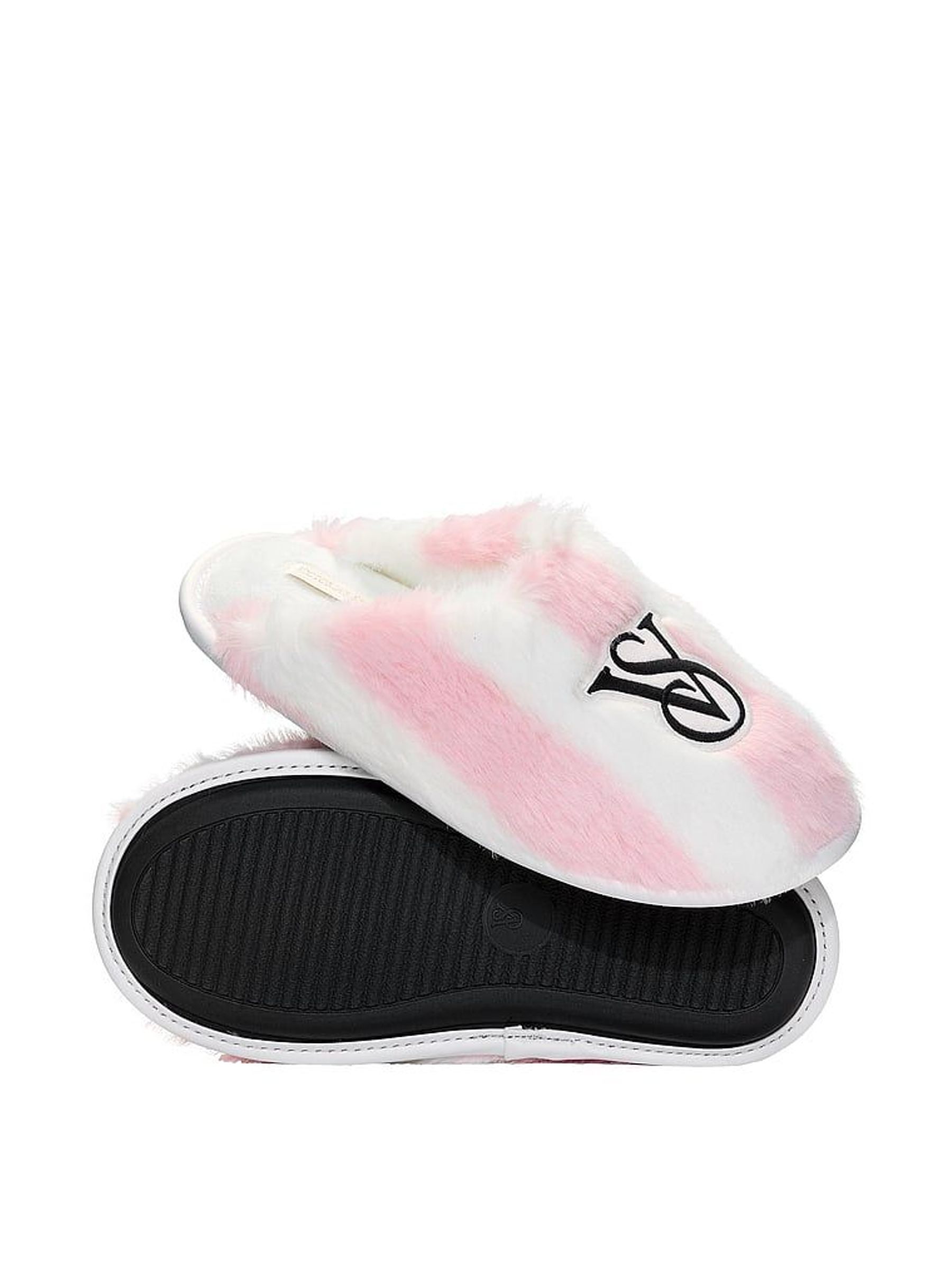 Iconic Stripe Pink - Closed Toe Faux Fur Slippers