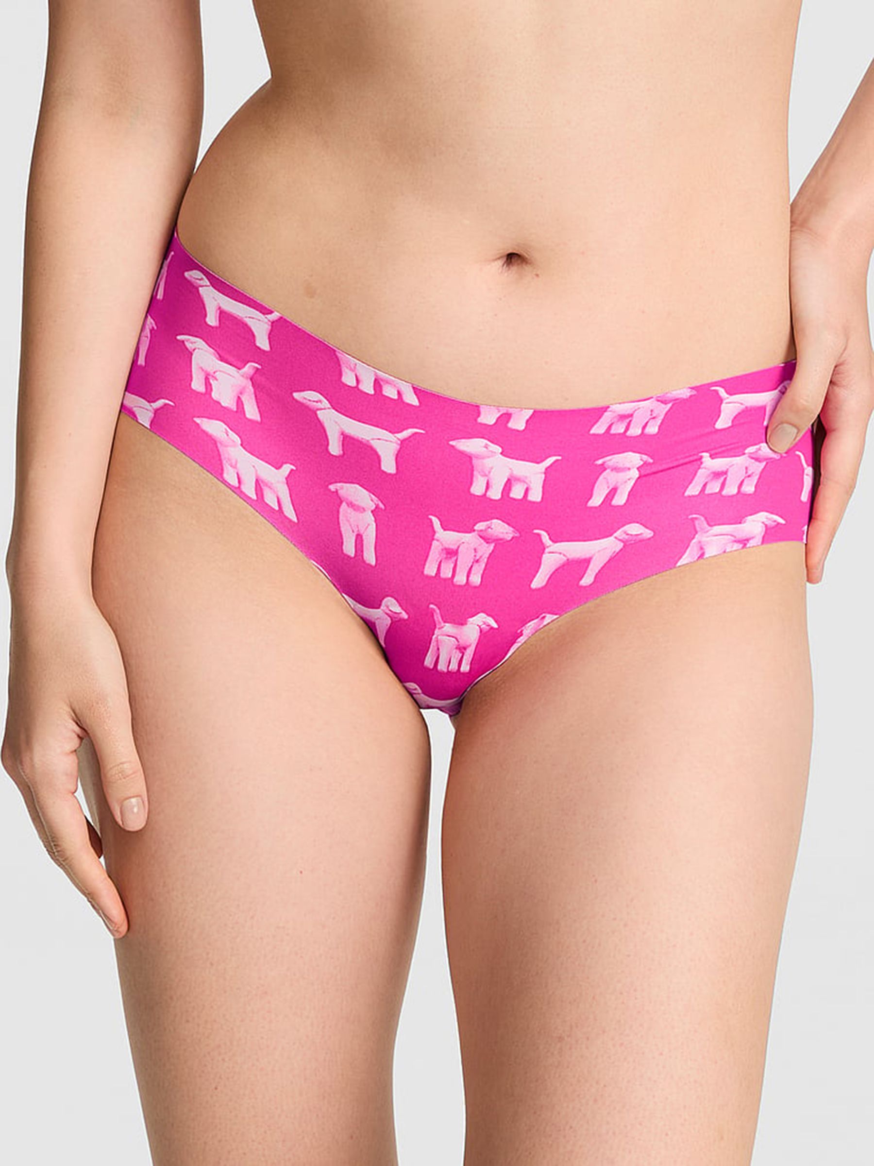 Pink Fire Dog Print - Thong No Show Knickers