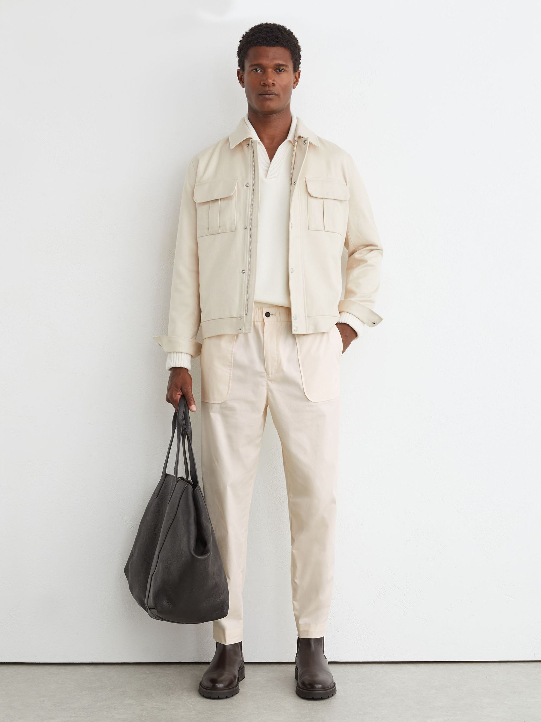 Off White - Regular Cotton-blend Lightweight Tapered Trousers