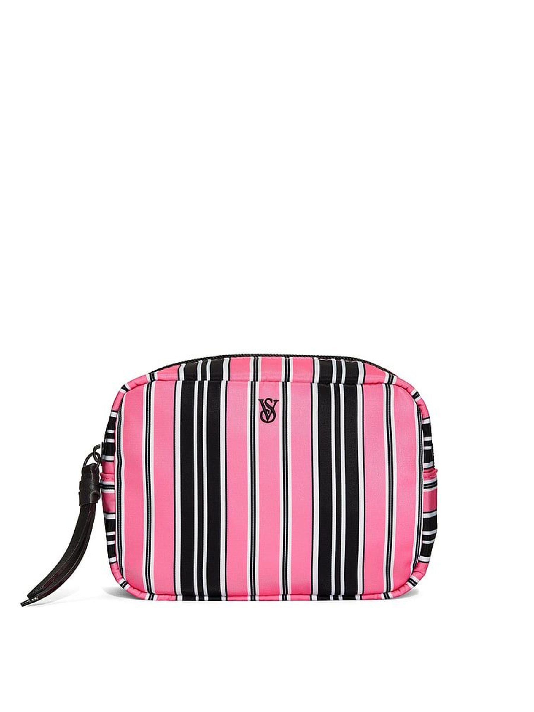 Pink Black Stripe - Makeup Bag