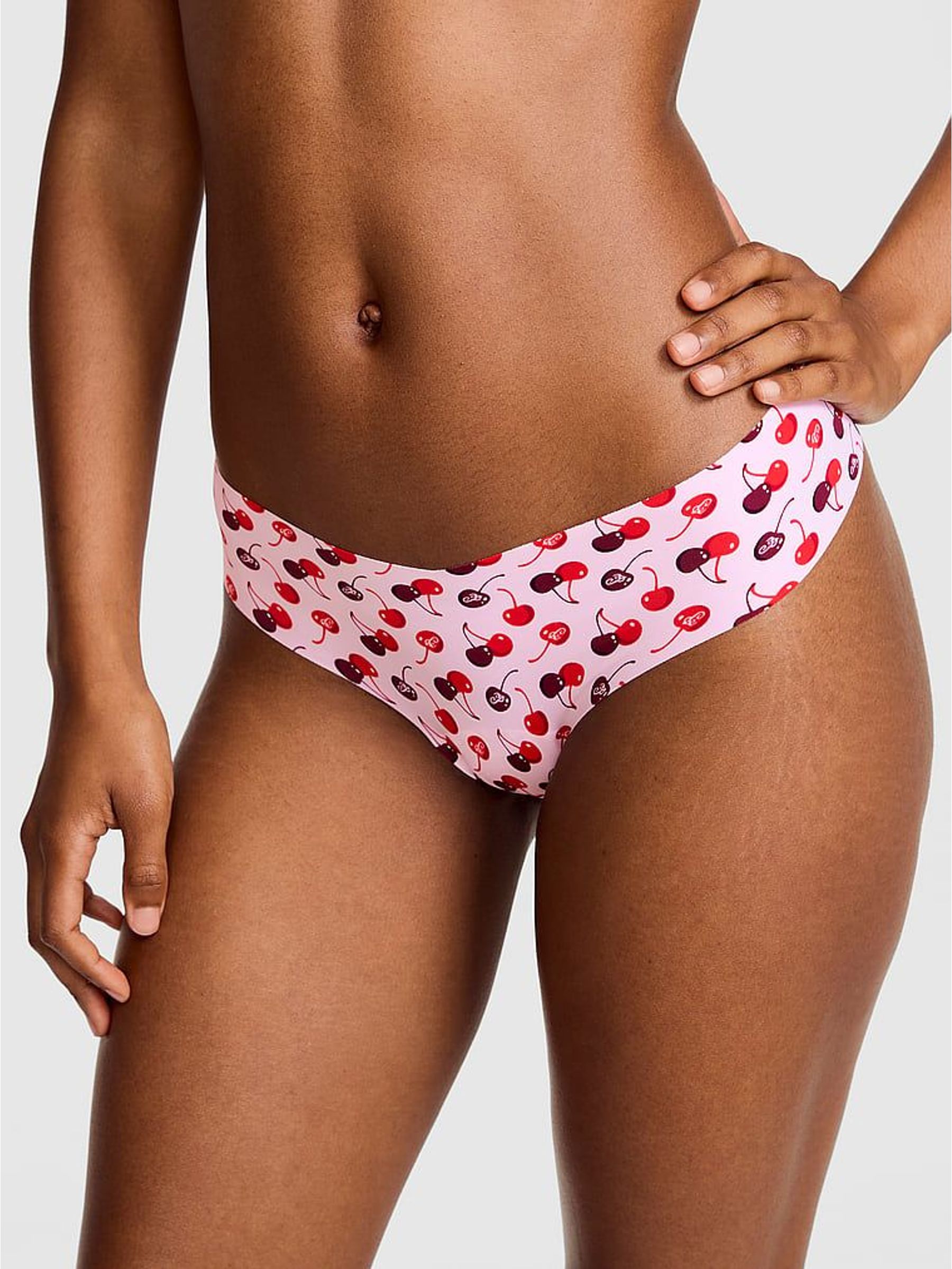 Pink Tulip Cherry Print - Cheeky No Show Knickers