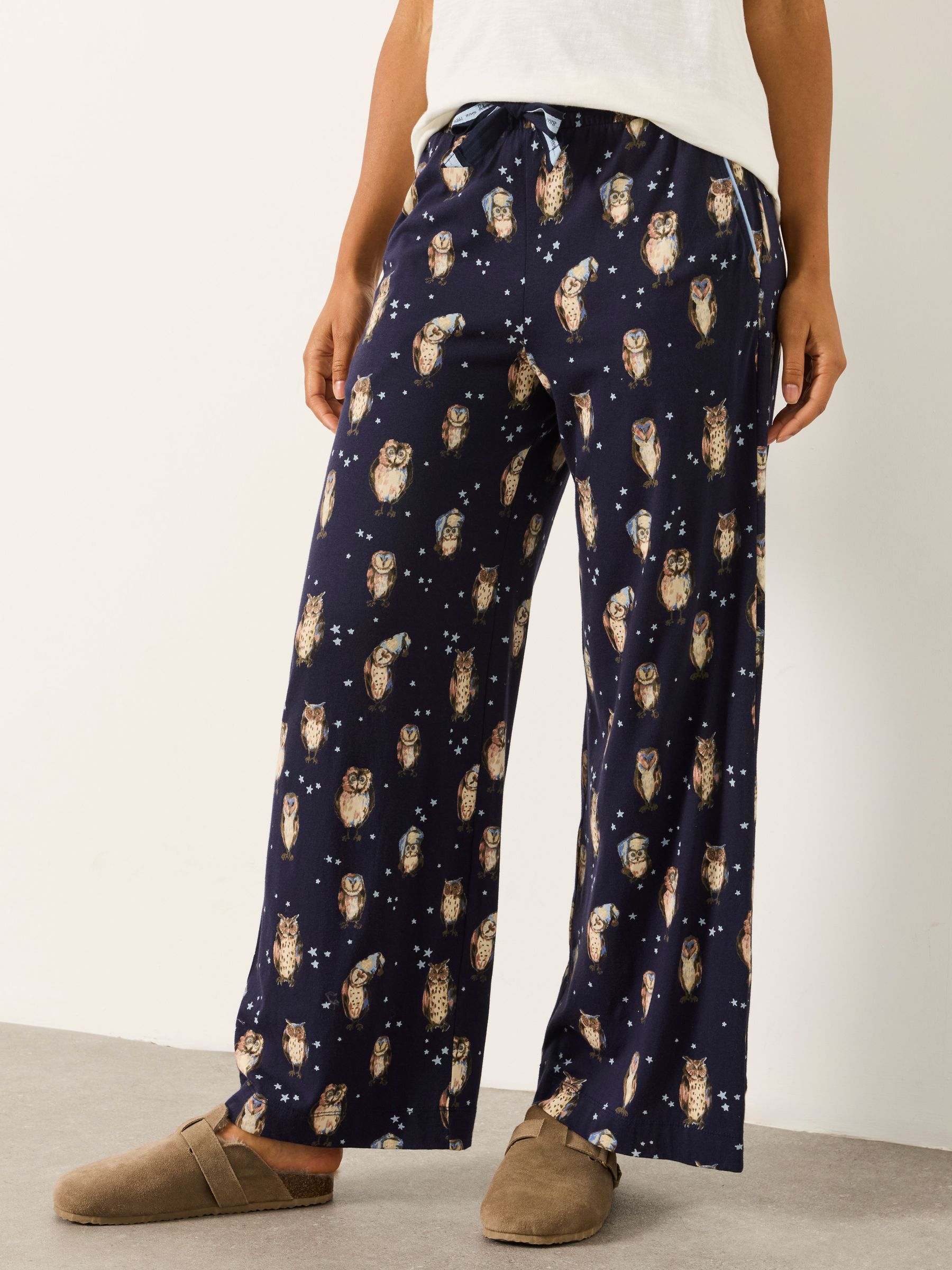 Navy - Owl Wide Leg Pyjama Bottoms