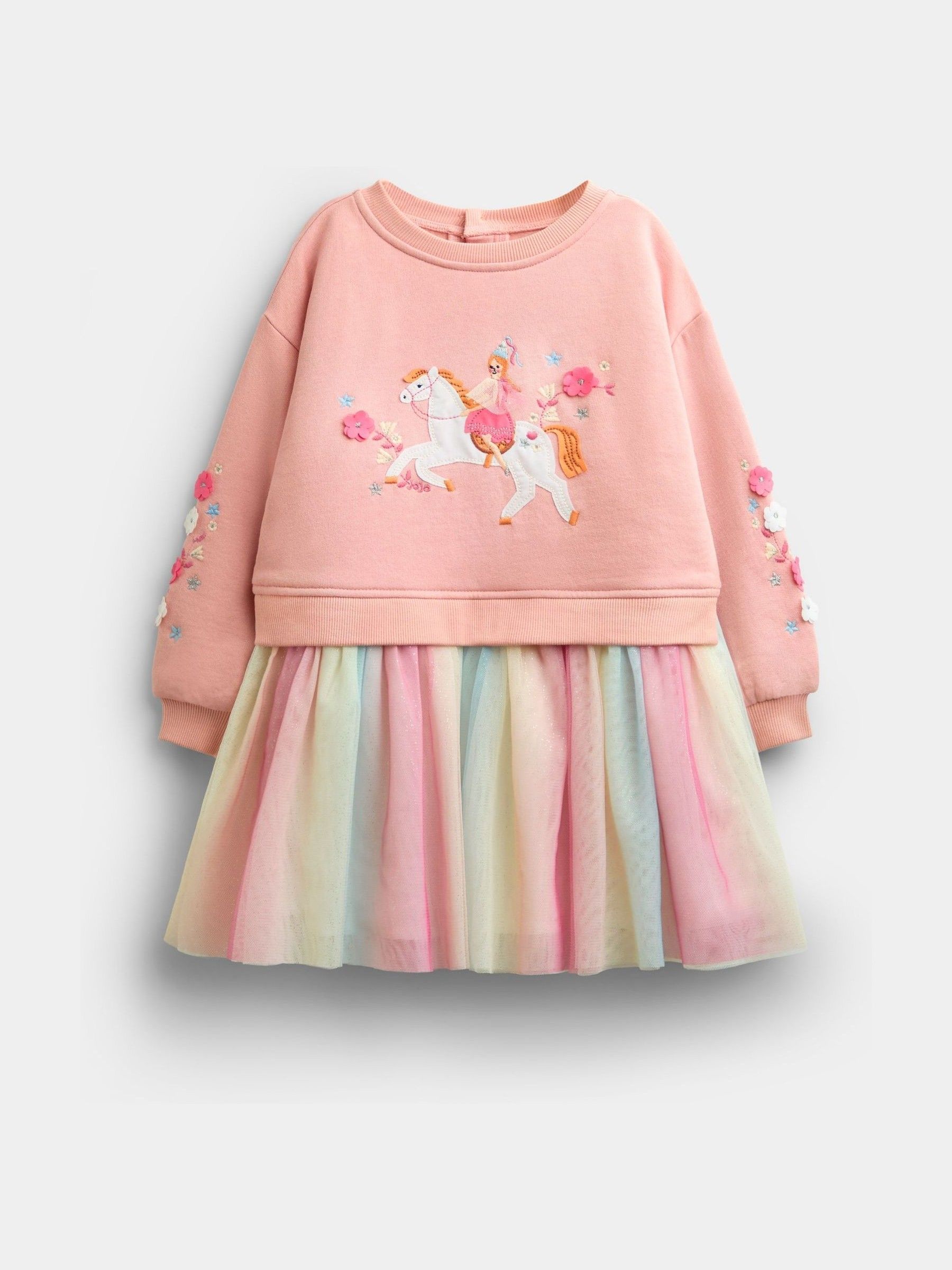 Light Pink Unicorn - Appliqué Tulle Combo Dress