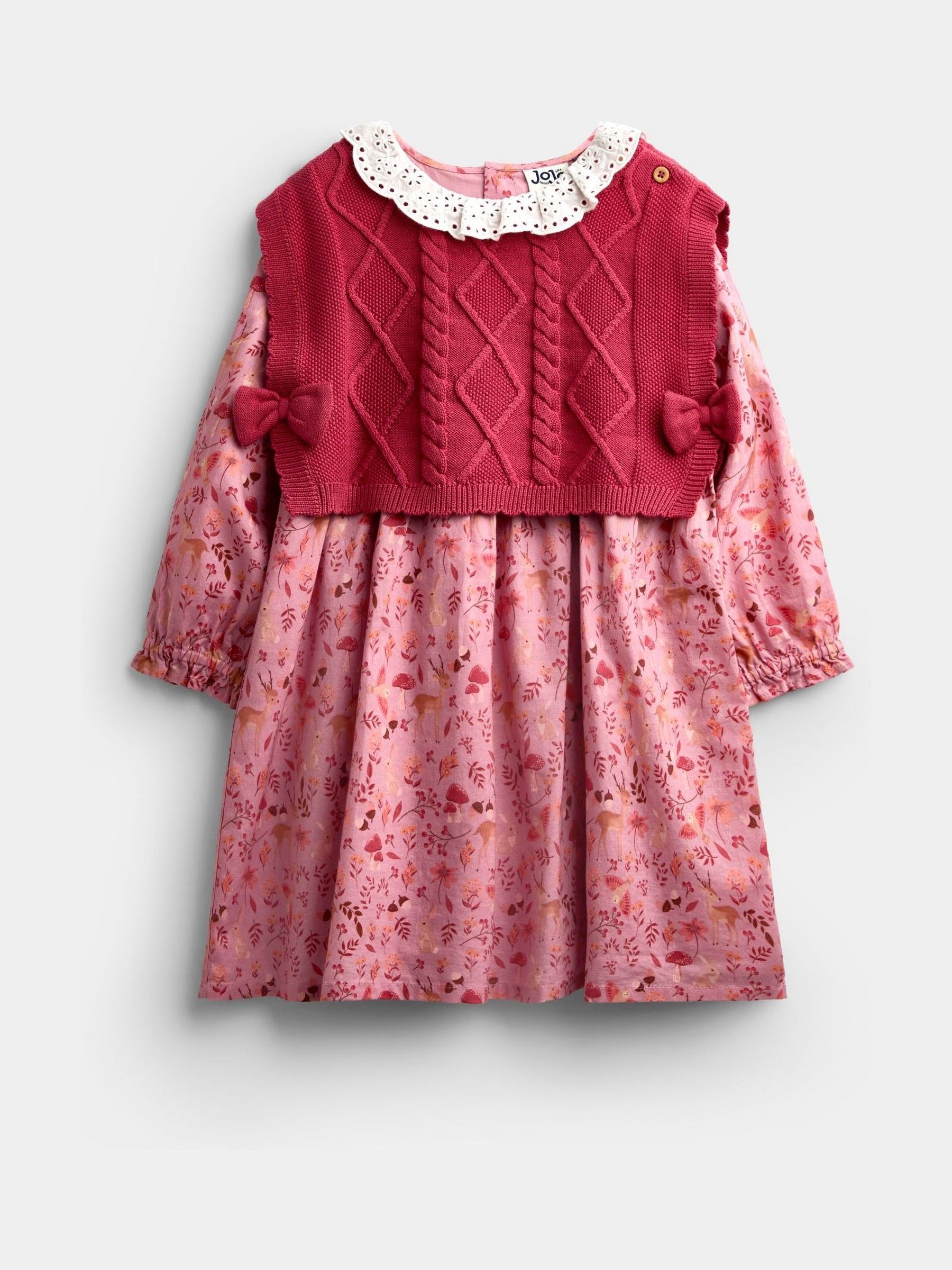 Dark Red Woodland - Character Dress & Knitted Vest Set
