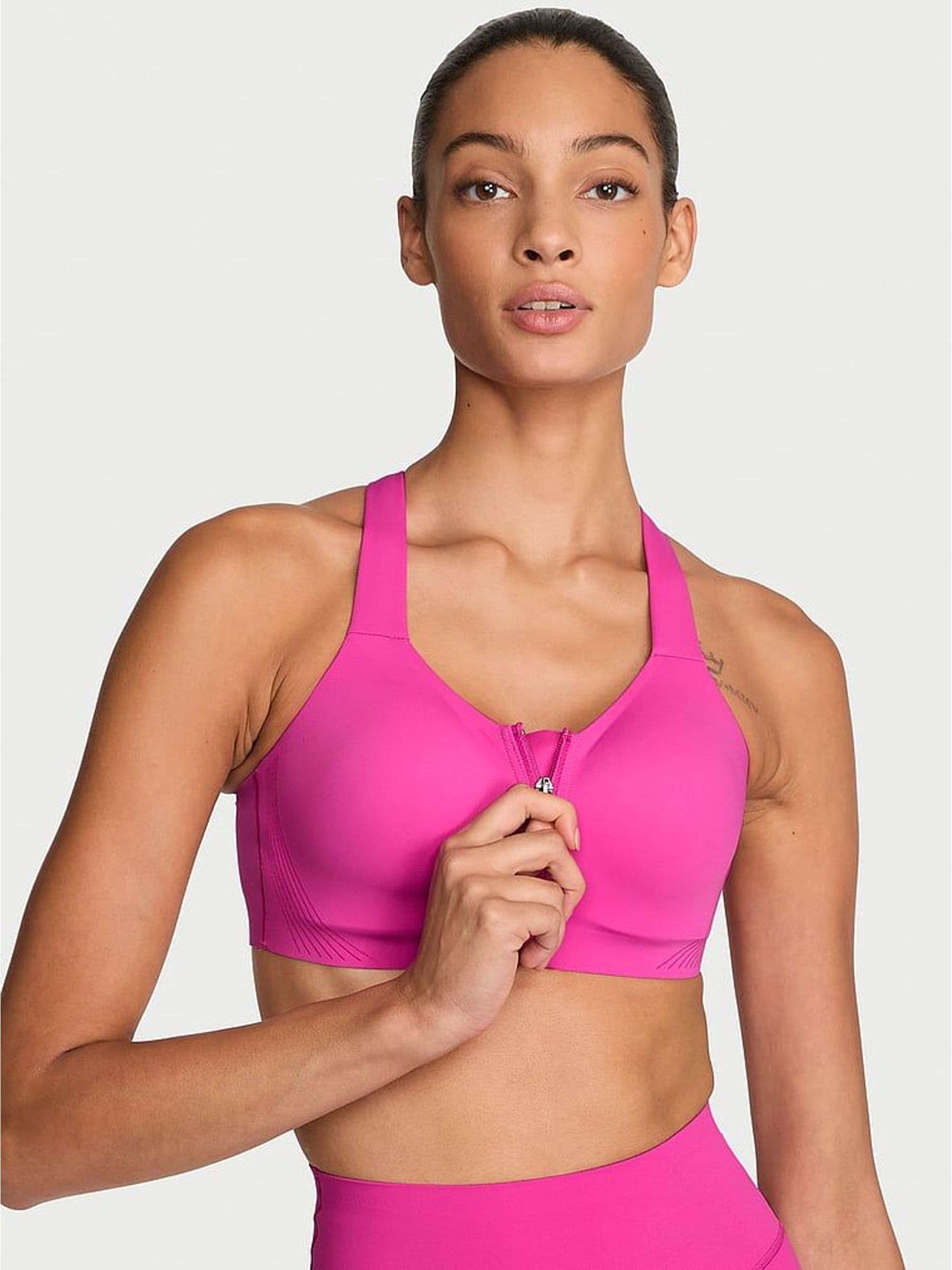 Pink Fire - Front Close Knockout™ High Impact Sports Bra