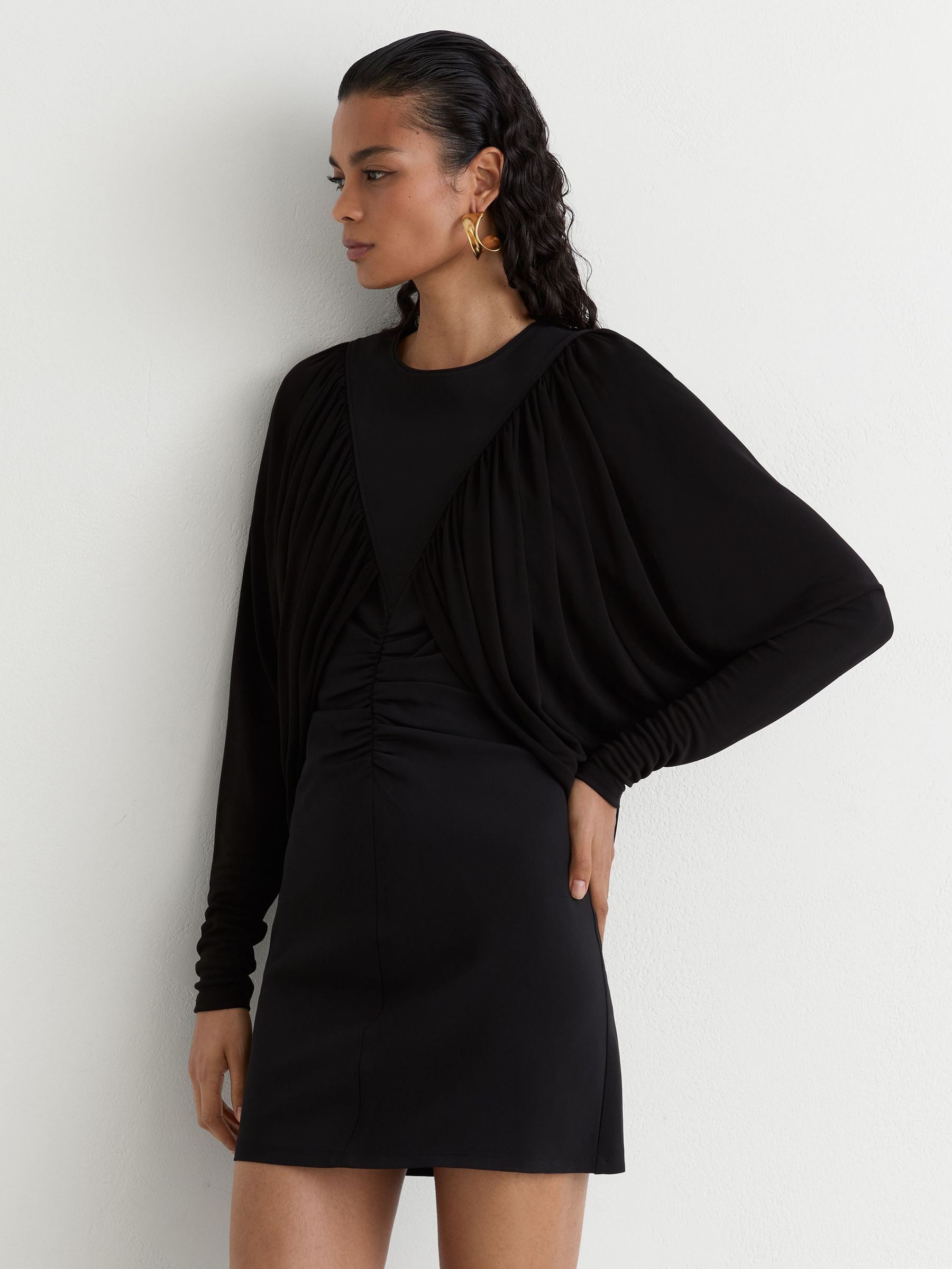 Noir - Draped Jersey Ruched Mini Dress